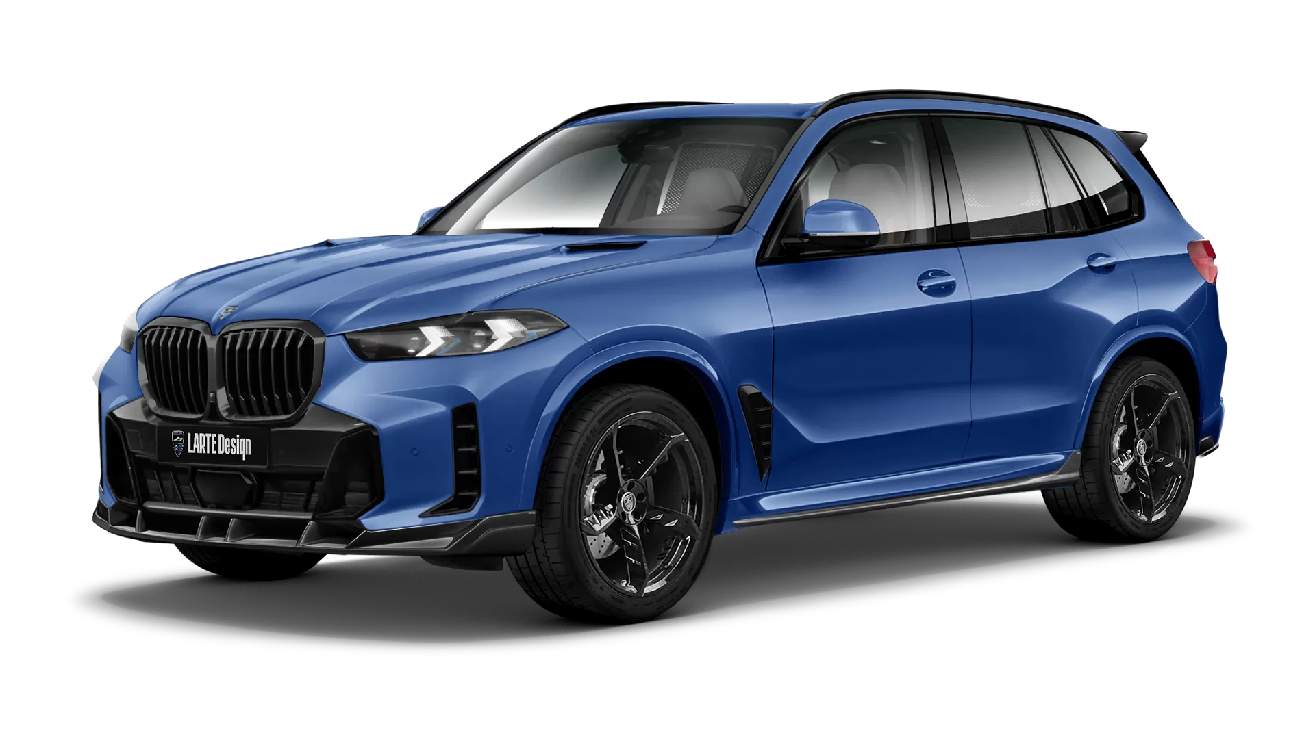 BMW X5 G05 LCI Facelift with painted body kit: front view shown in Marina Bay Blue