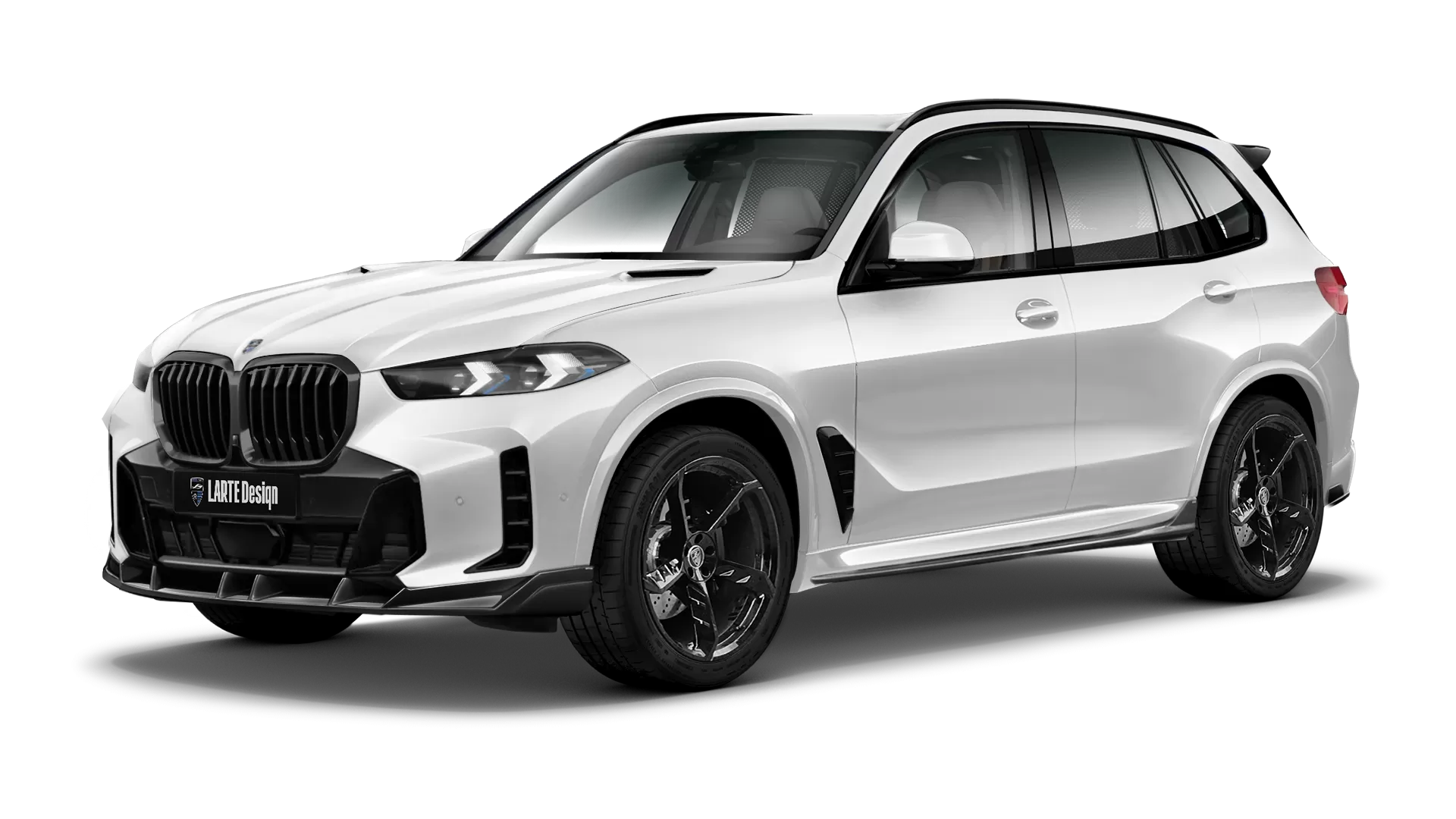 BMW X5 G05 LCI Facelift with painted body kit: front view shown in Mineral White