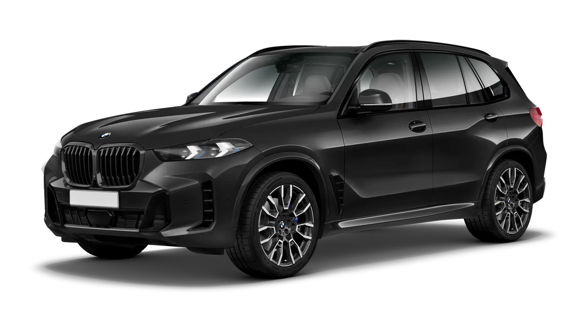 BMW X5 G05 LCI Facelift stock front view in Sapphire Black color