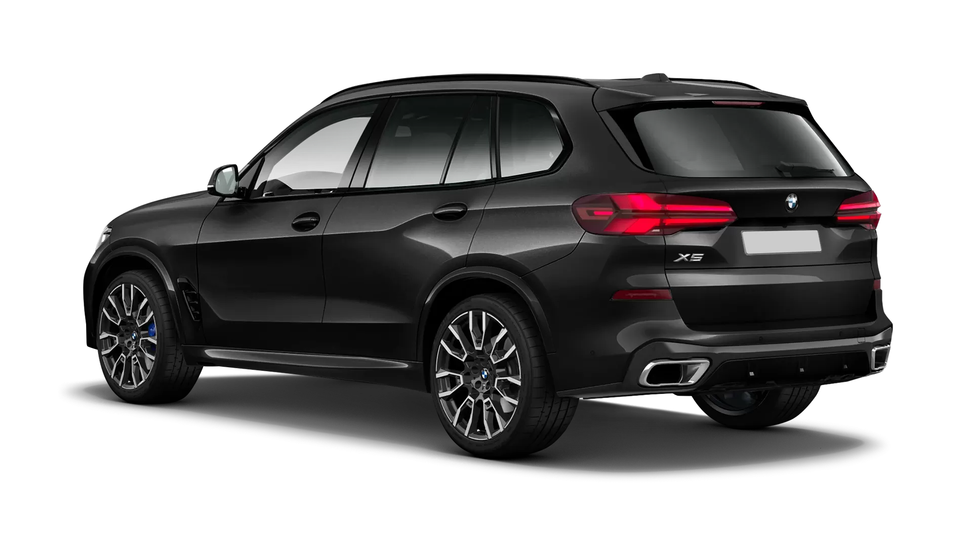 BMW X5 G05 LCI Facelift stock rear view in Sapphire Black color