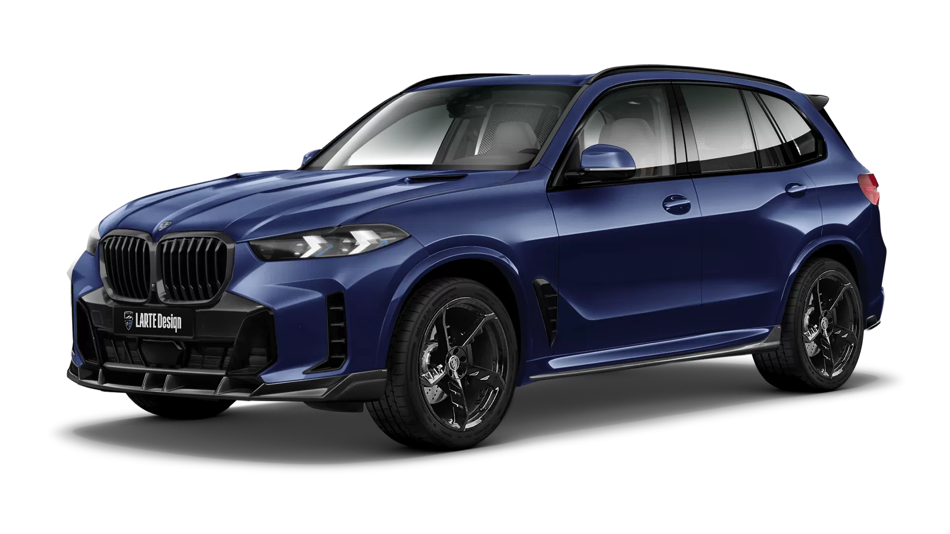 BMW X5 G05 LCI Facelift with painted body kit: front view shown in Tanzanite Blue