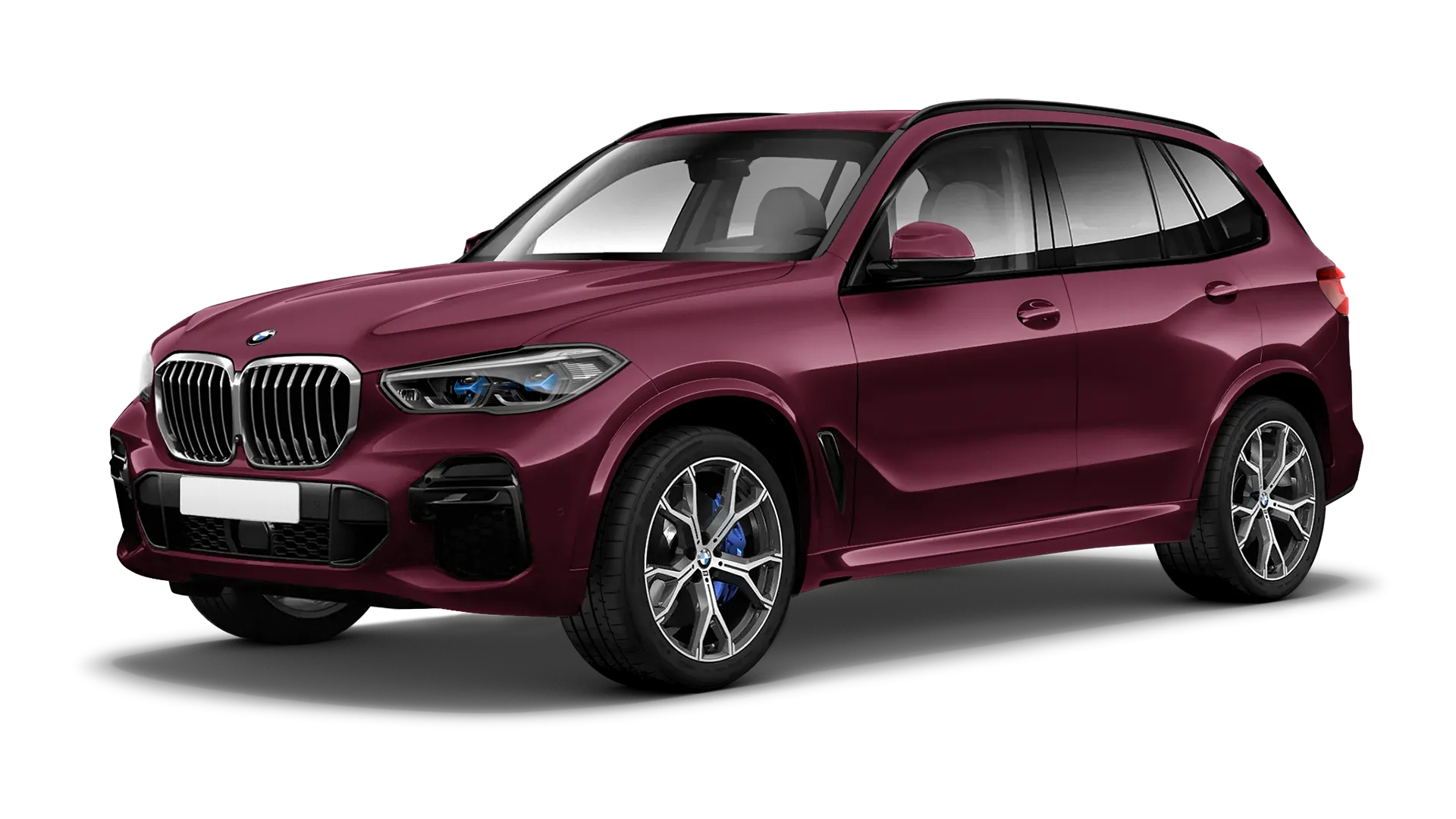 BMW X5 G05 2019 - 2023 serienmäßige Frontansicht in Ametrine Farbe