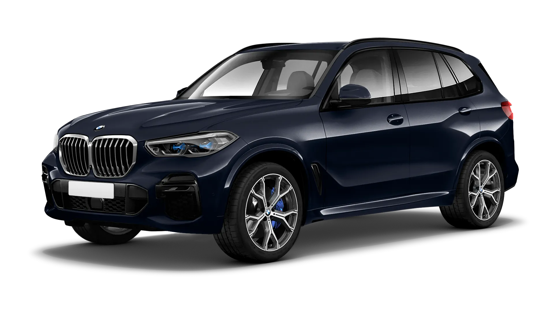 BMW X5 G05 2019 - 2023 serienmäßige Frontansicht in Carbon Black Farbe