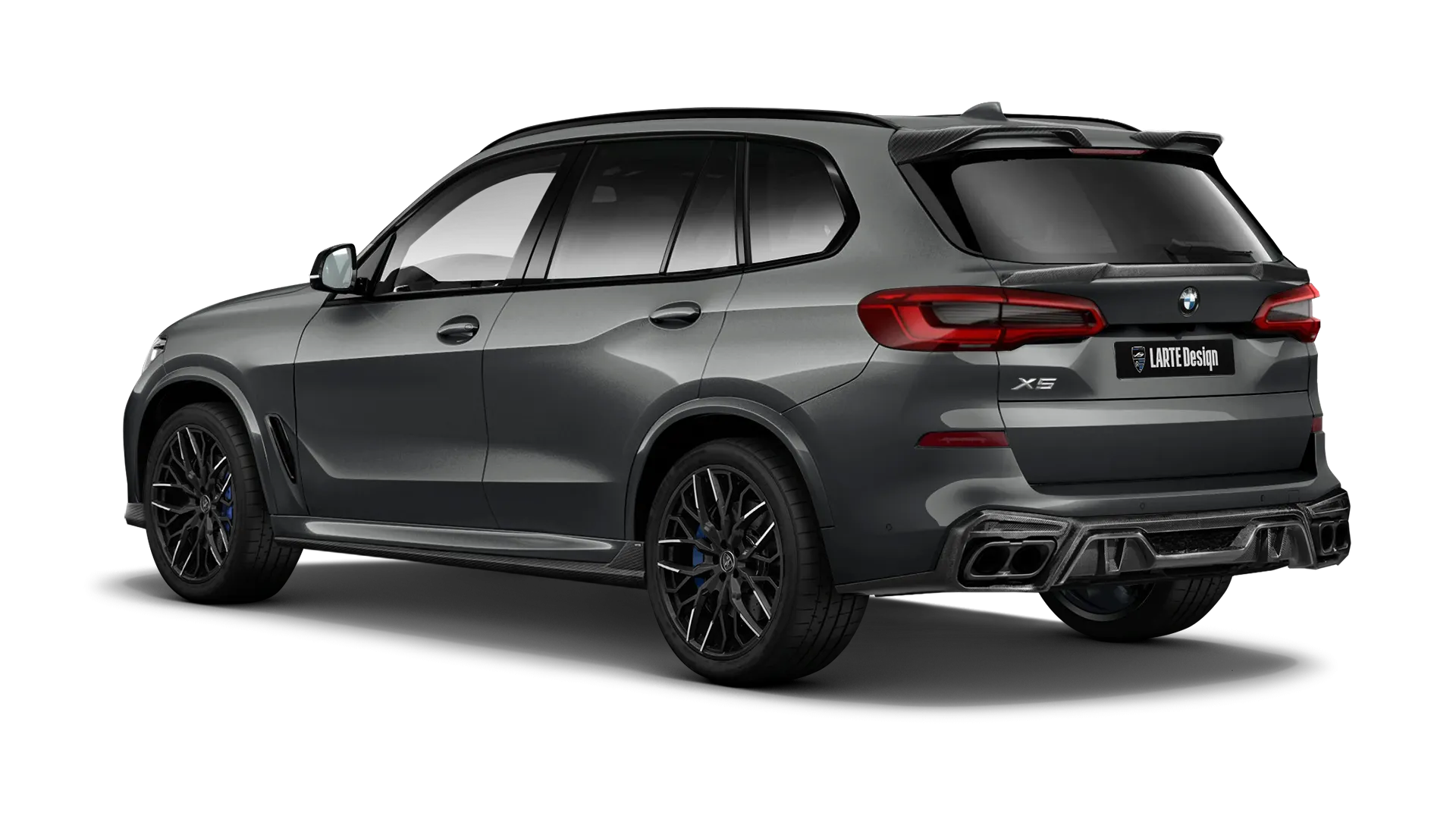 BMW X5 G05 2019 - 2023 mit Karbon-Karosserie-Kit: Rückansicht in Dravit Gray