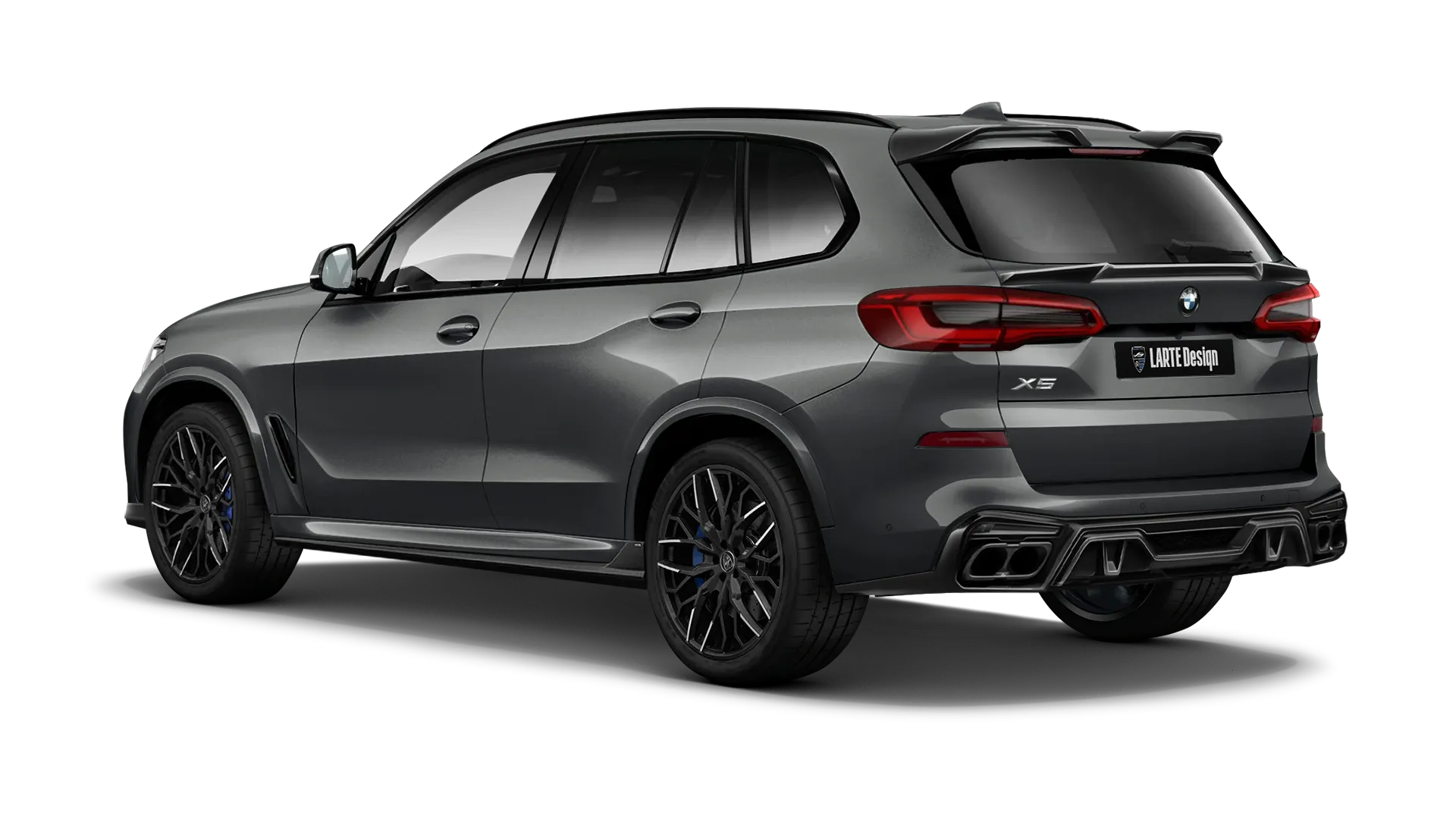 BMW X5 G05 2019 - 2023 mit lackiertem Karosserie-Kit: Rückansicht in Dravit Gray