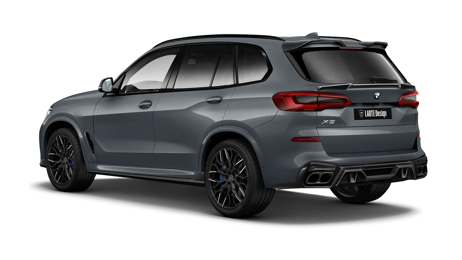 BMW X5 G05 2019 - 2023 mit lackiertem Karosserie-Kit: Rückansicht in Frozen Gray