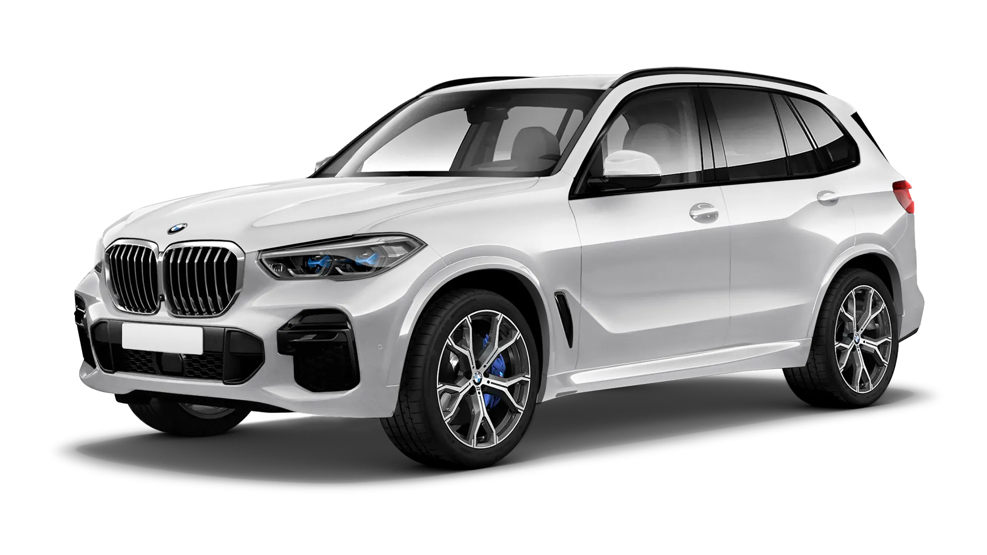 BMW X5 G05 2019 - 2023 serienmäßige Frontansicht in Mineral White Farbe