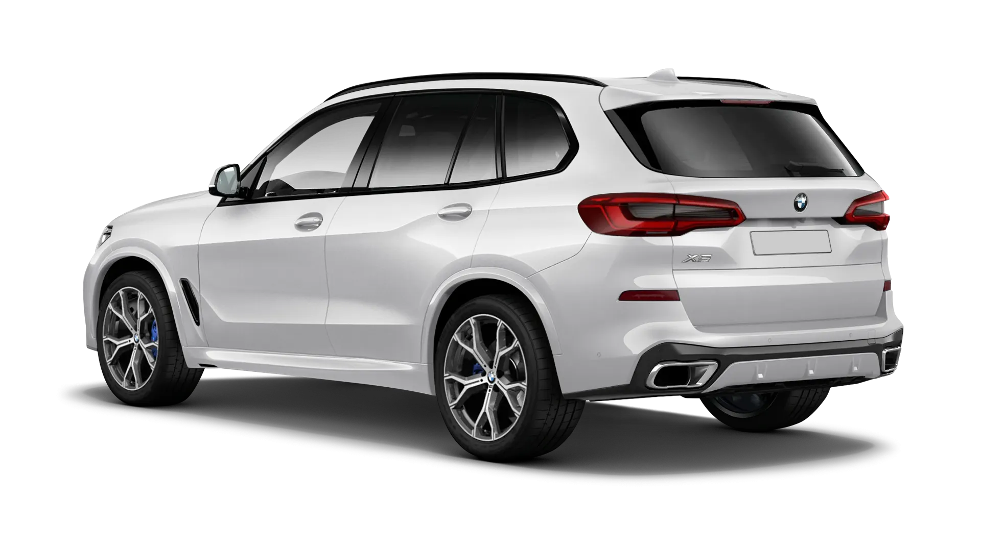 BMW X5 G05 2019 - 2023 serienmäßige Rückansicht in Mineral White Farbe