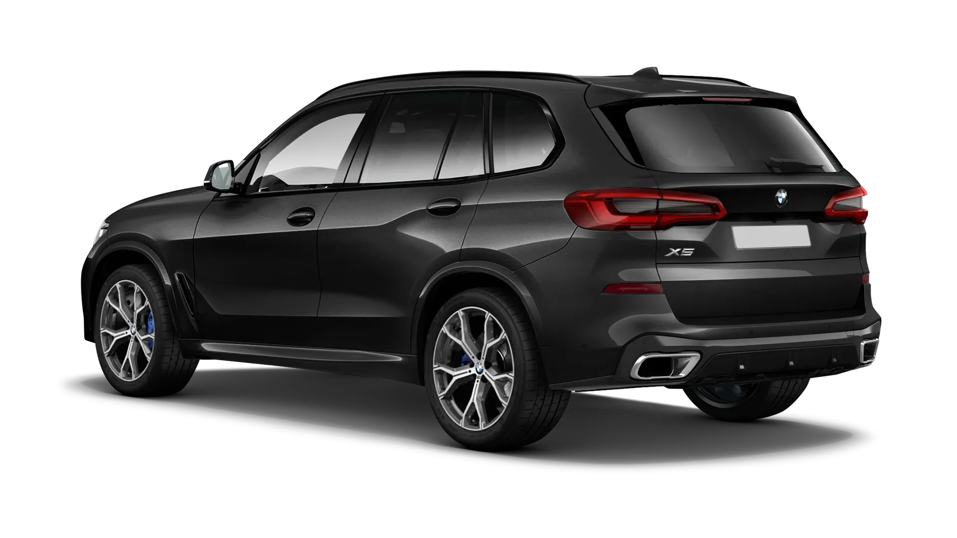 BMW X5 G05 2019 - 2023 serienmäßige Rückansicht in Sapphire Black Farbe