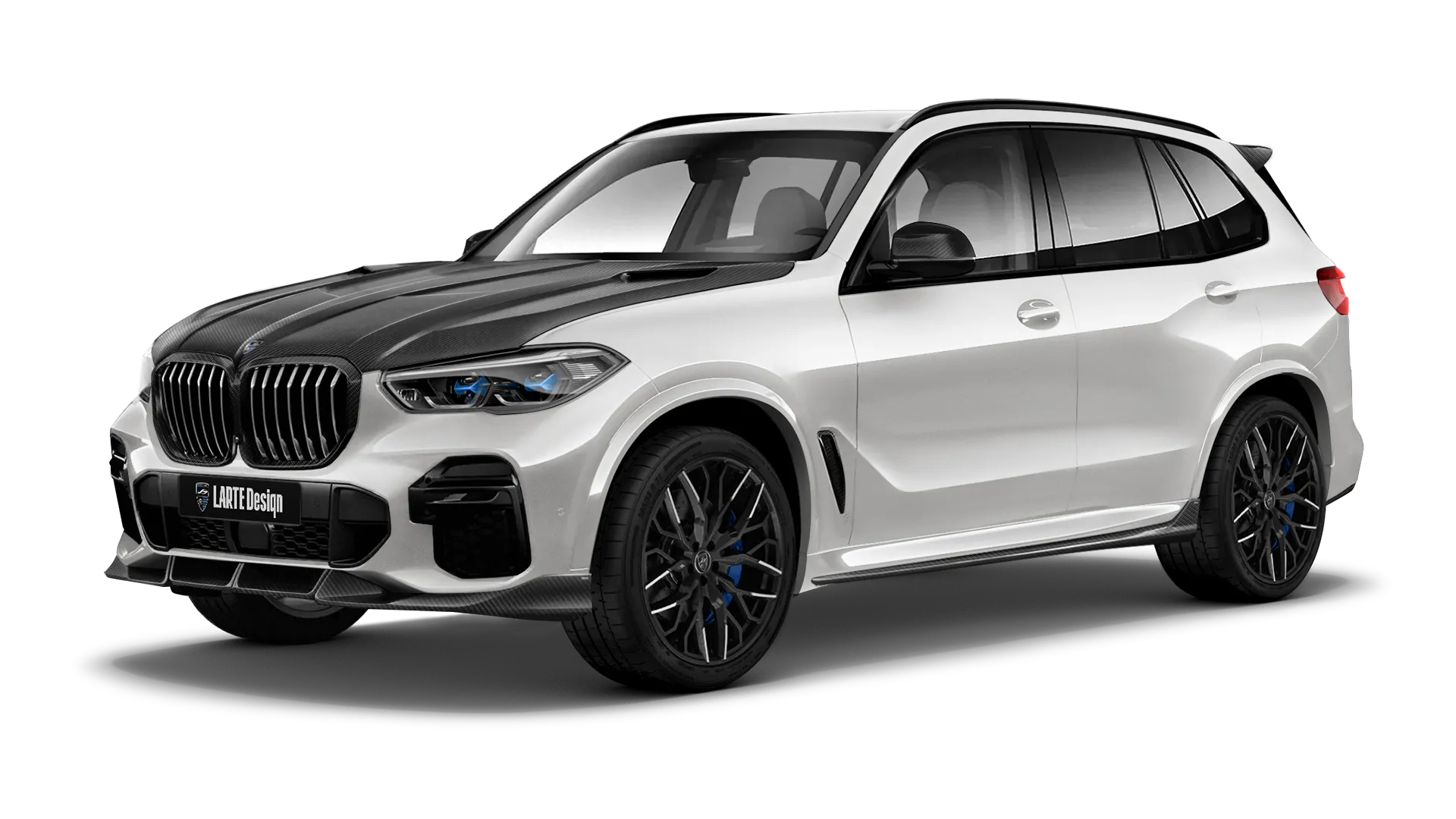 BMW X5 G05 2019 - 2023 mit Karbon-Karosserie-Kit: Frontansicht in Snow White