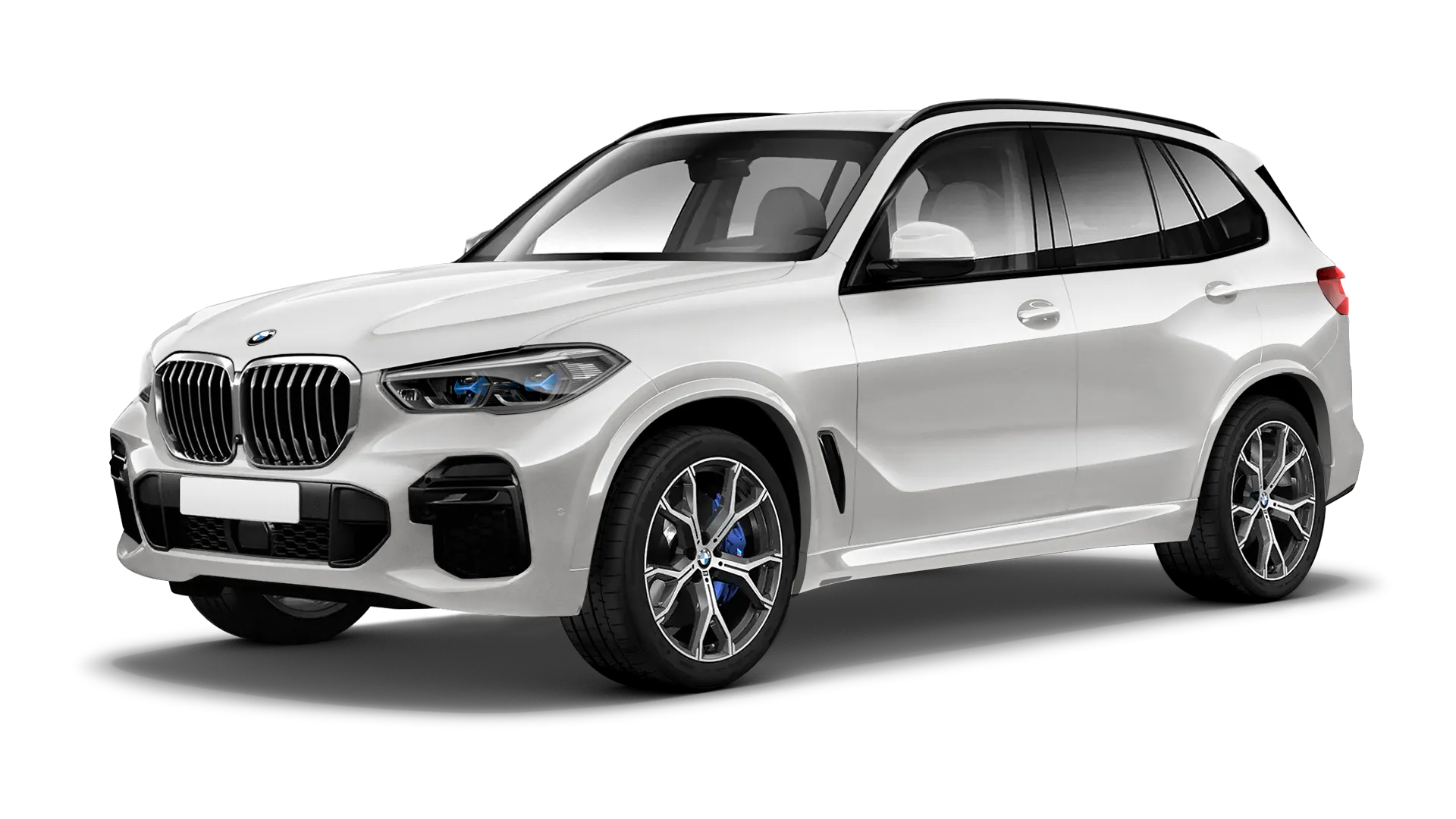 BMW X5 G05 2019 - 2023 serienmäßige Frontansicht in Snow White Farbe
