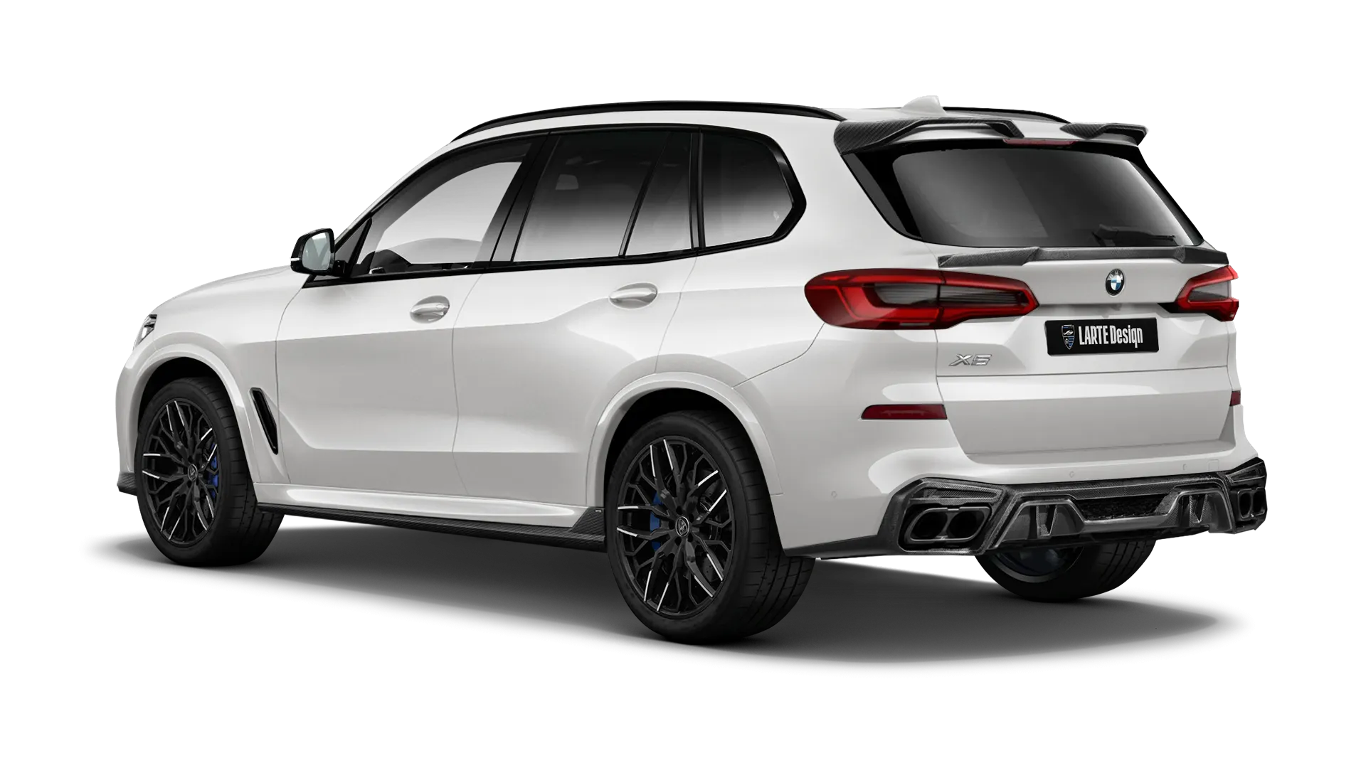 BMW X5 G05 2019 - 2023 mit Karbon-Karosserie-Kit: Rückansicht in Snow White