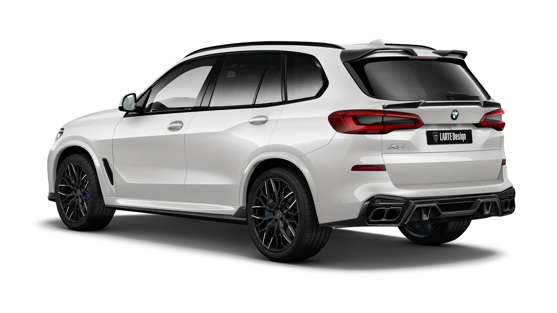 BMW X5 G05 2019 - 2023 mit lackiertem Karosserie-Kit: Rückansicht in Snow White