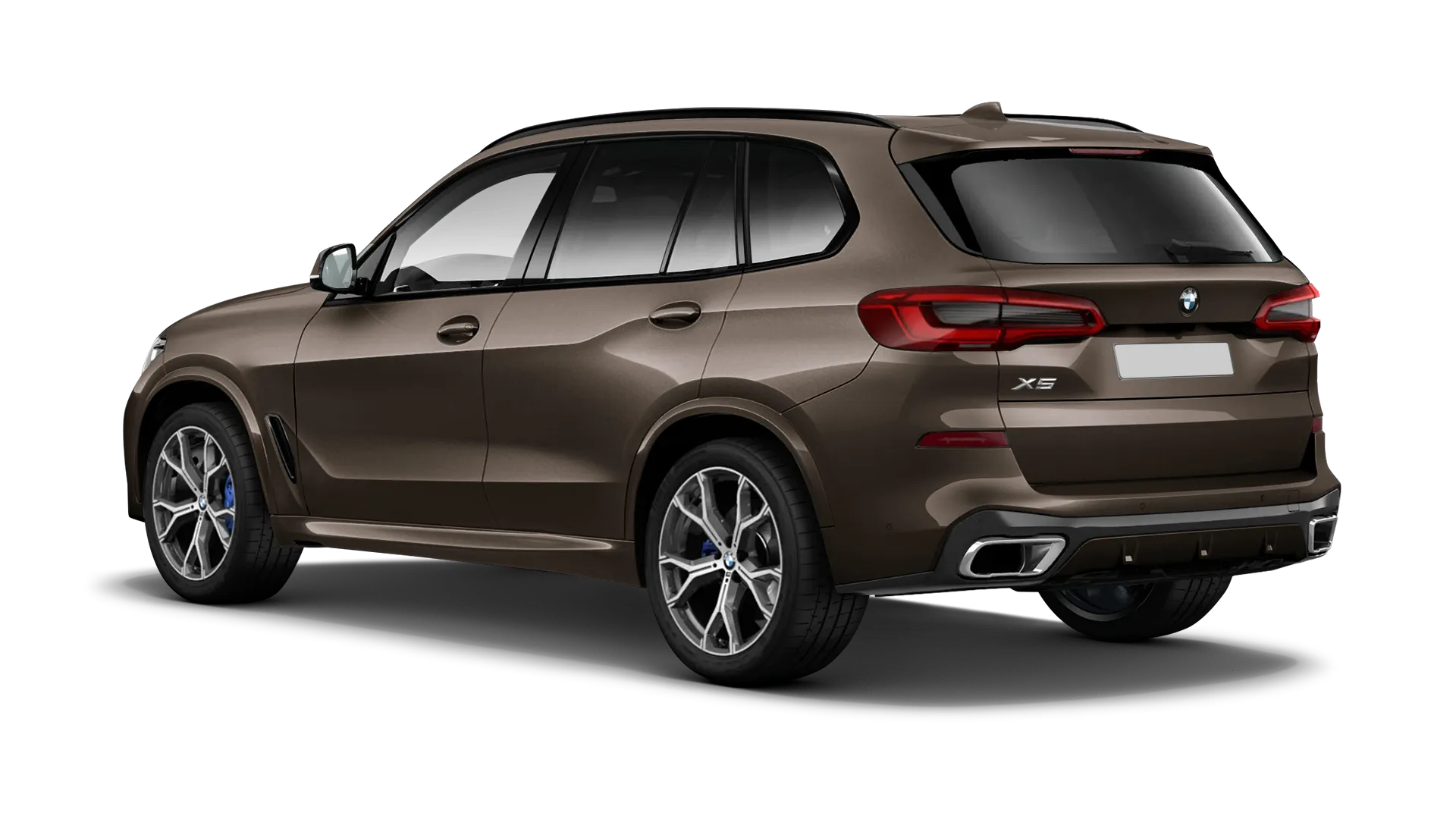 BMW X5 G05 2019 - 2023 serienmäßige Rückansicht in Sparkling Brown Farbe
