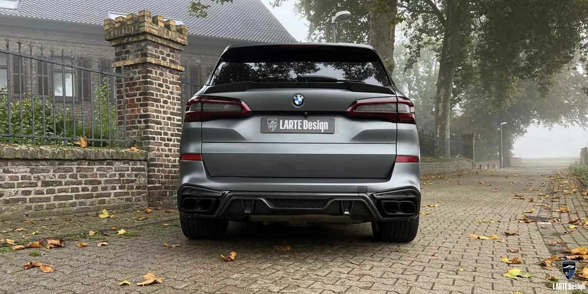 Auspuffblende Doppelrohr für BMW X5 M Sport G05 M50d in Silber Metallic