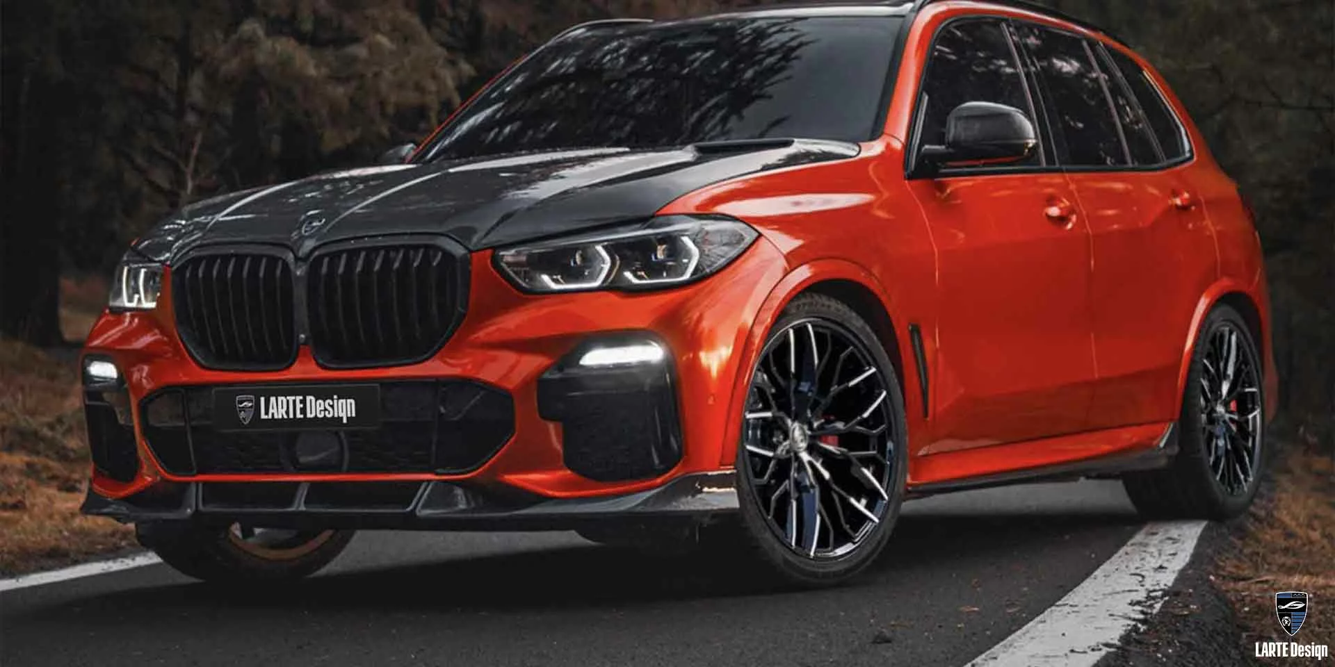 Tuning for BMW X5 M sport G05 M50d in a wrap red from LARTE Design