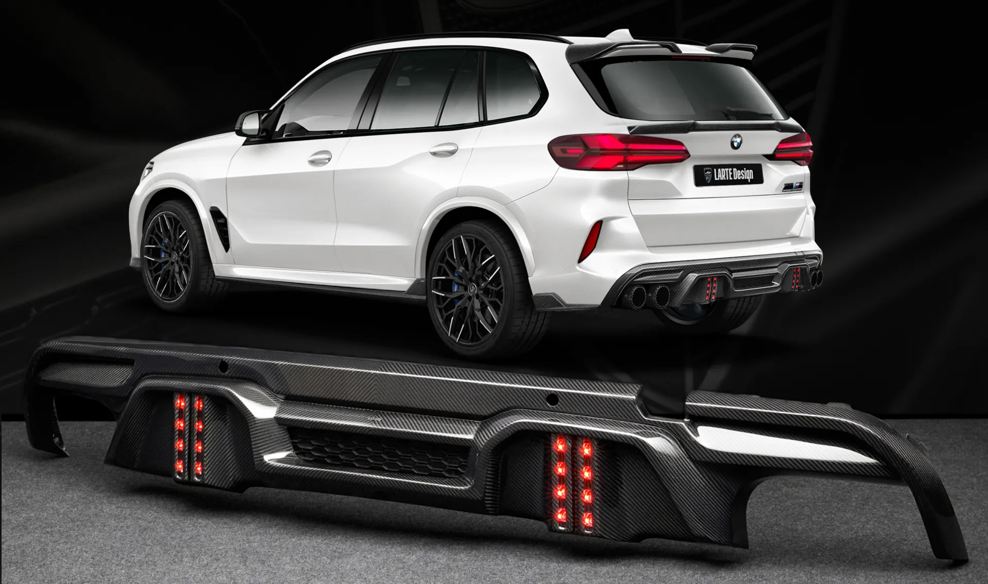 Carbon rear diffuser upgrade for the family car BMW X5M F95 Facelift from LARTE Design