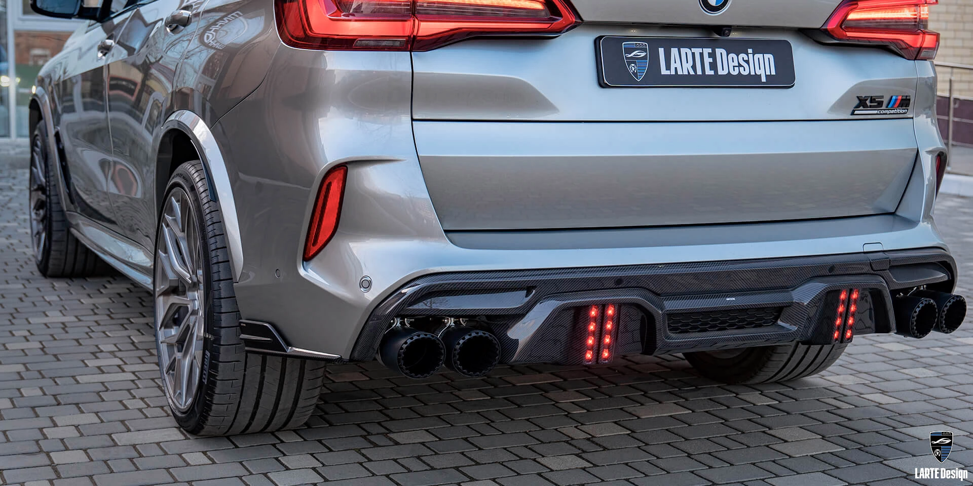 Order Muffler tips carbon fiber for LARTE Performance BMW X5M Competition F95 Dravit Grey Metallic 