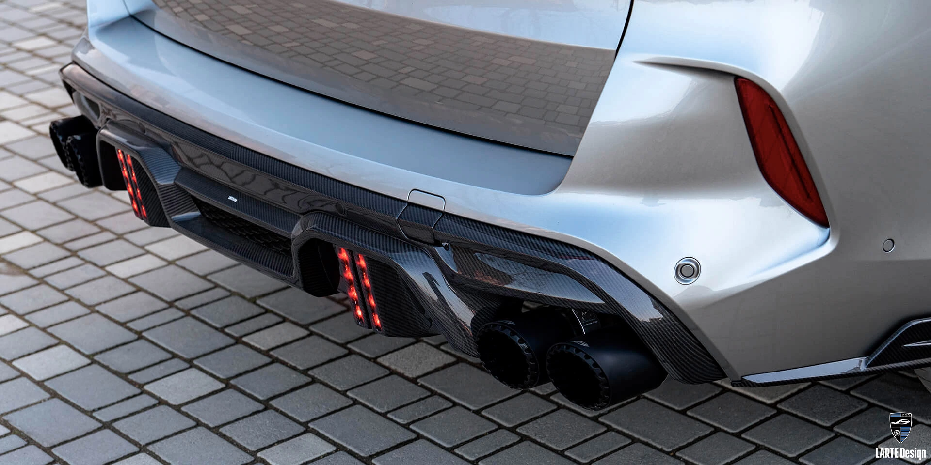 Buy carbon fiber Rear bumper diffuser for LARTE Performance BMW X5M Competition F95 Dravit Grey Metallic 