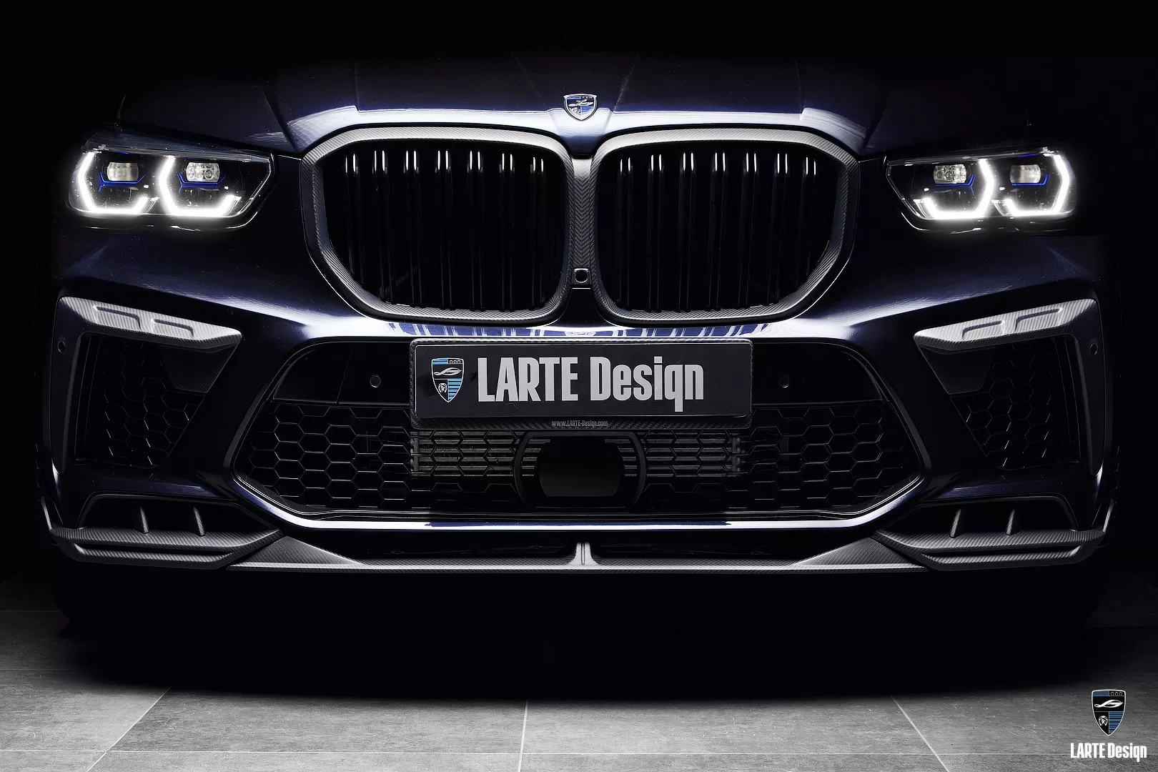 Carbon fiber front bumper lip for Tanzanite Blue BMW X5 M Competition F95 2019-2023
