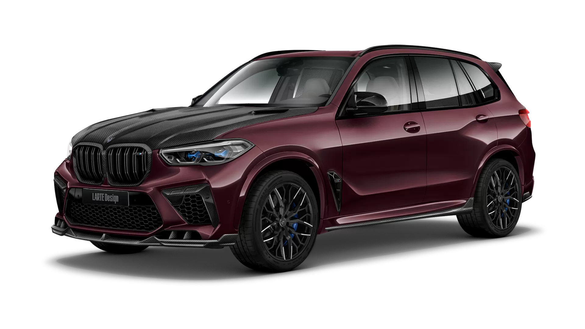 BMW X5M Competition F95 with carbon body kit: front view shown in Ametrine