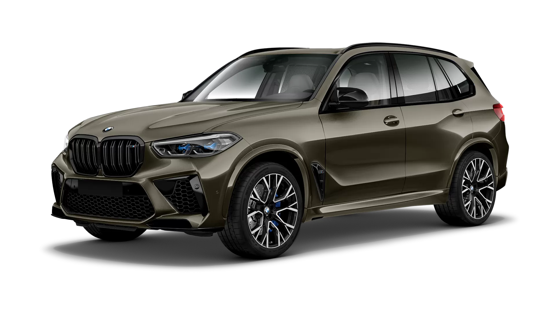 BMW X5M Competition F95 stock front view in Manhattan color