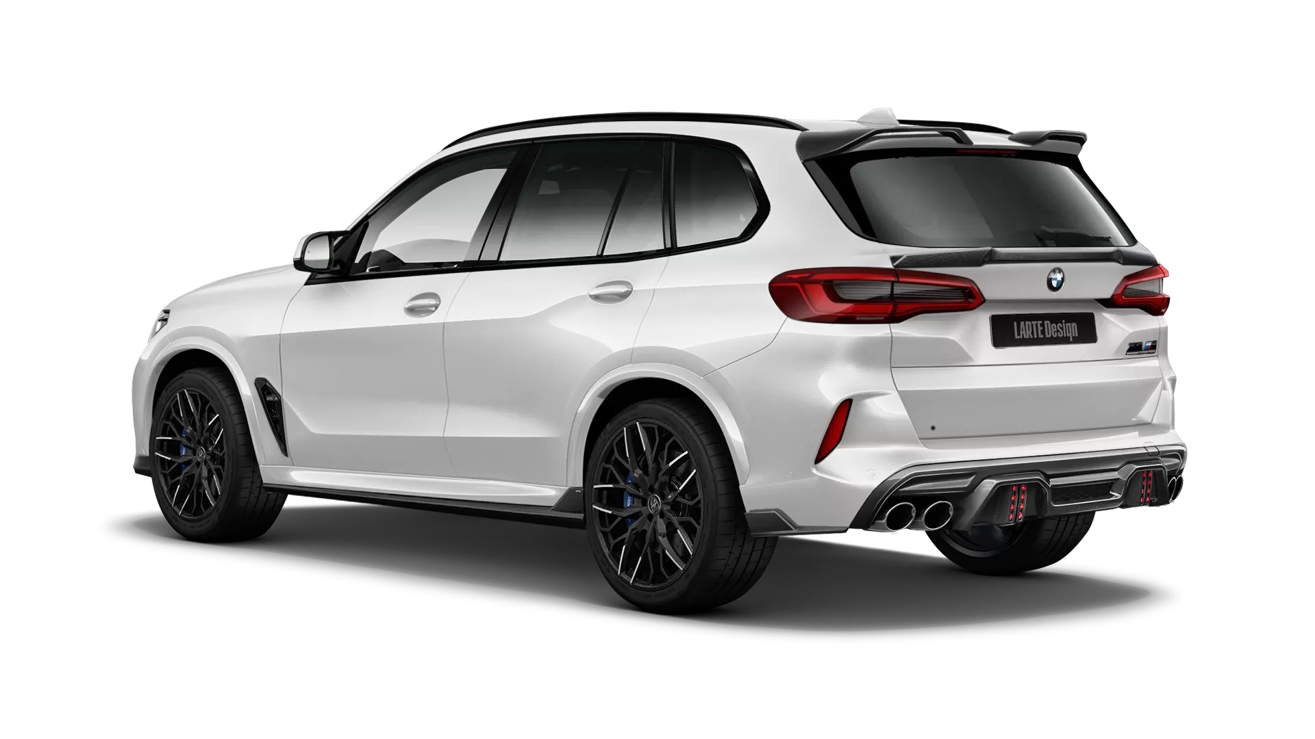 BMW X5M Competition F95 with painted body kit: rear view shown in Snow White