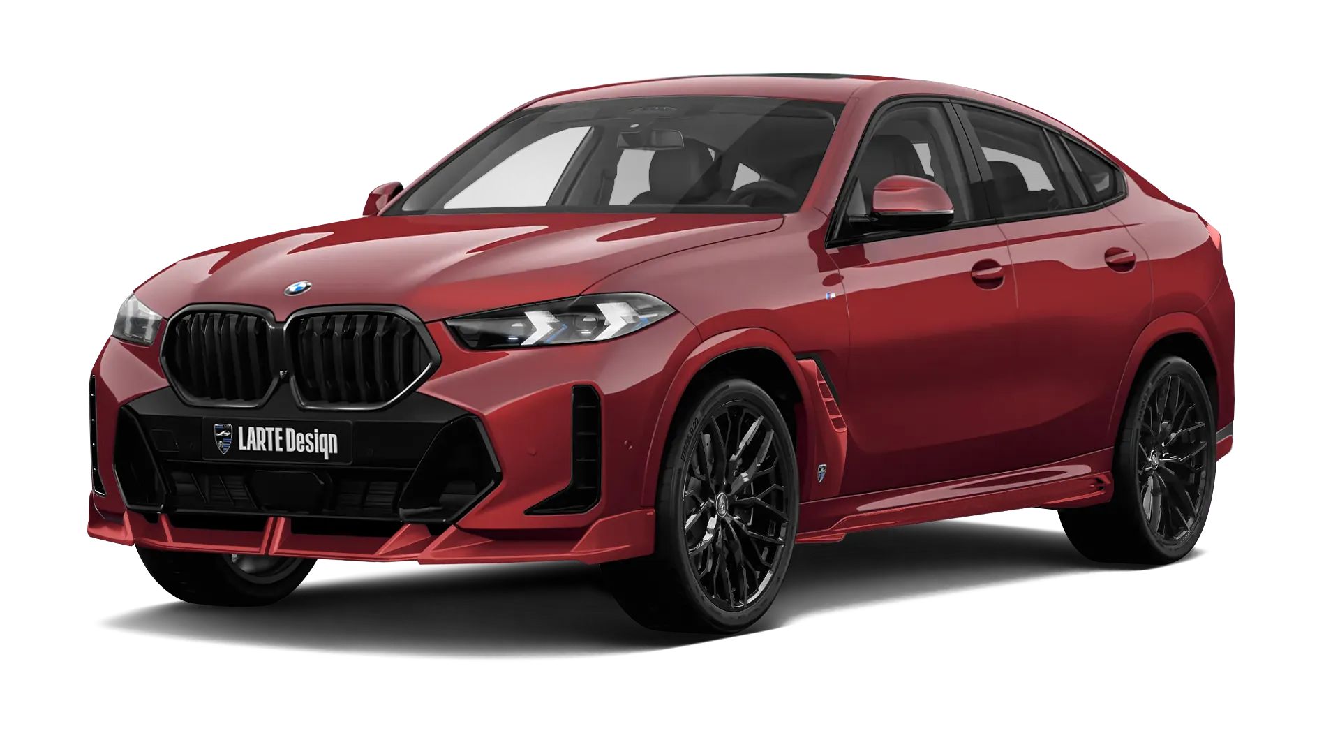BMW X6 G06 LCI III Facelift mit lackiertem Karosserie-Kit: Frontansicht in Aventurin Rot