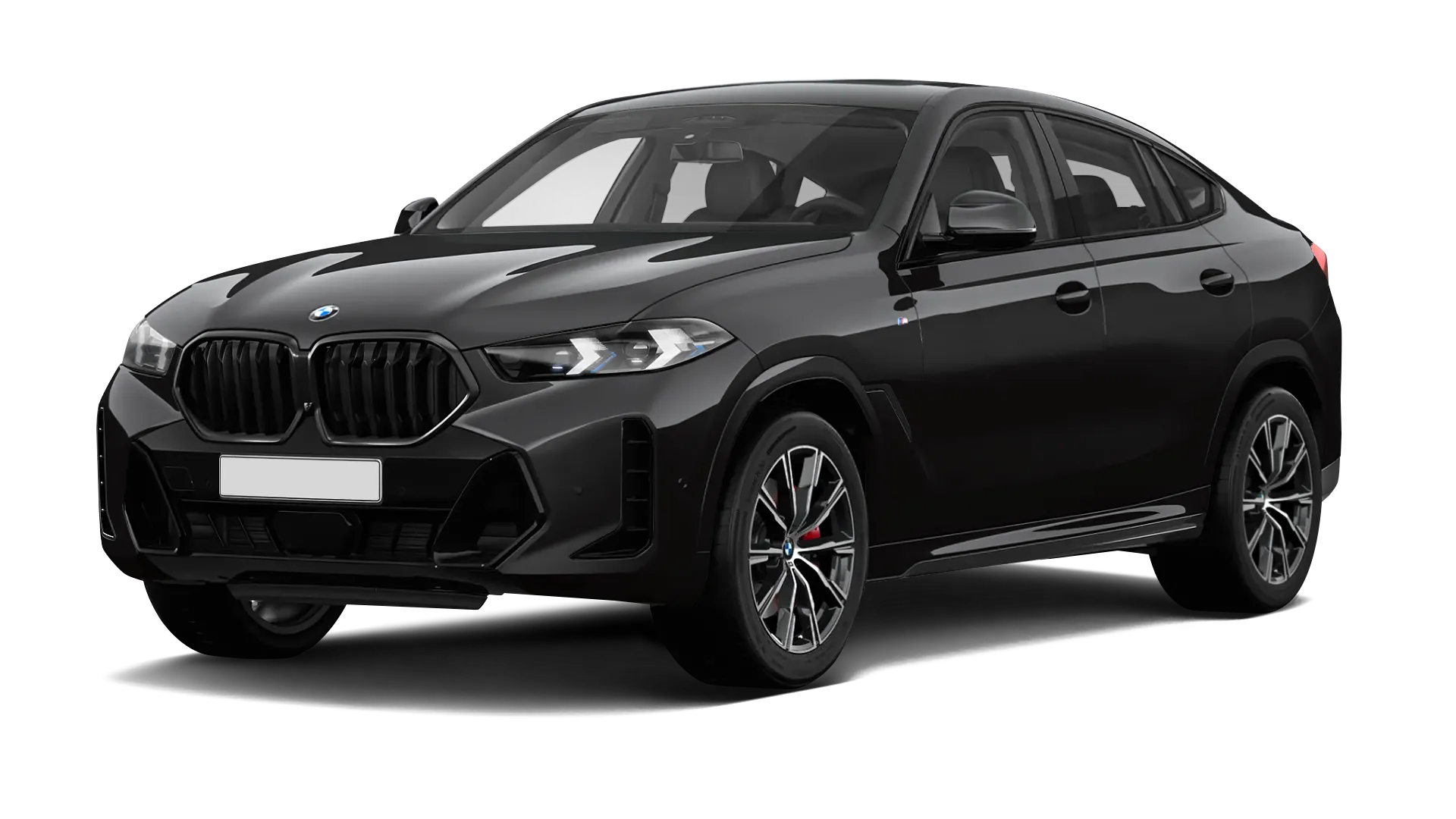 BMW X6 G06 LCI III Facelift serienmäßige Frontansicht in Schwarz‑Saphir Farbe