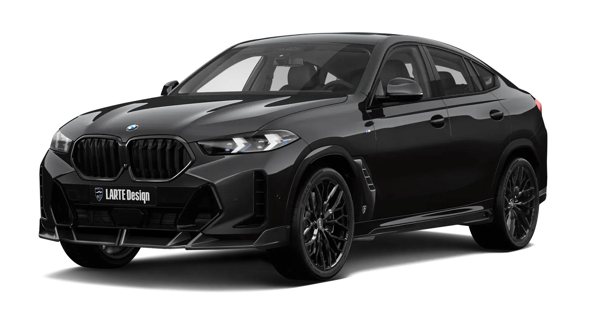 BMW X6 G06 LCI III Facelift mit lackiertem Karosserie-Kit: Frontansicht in Schwarz‑Saphir