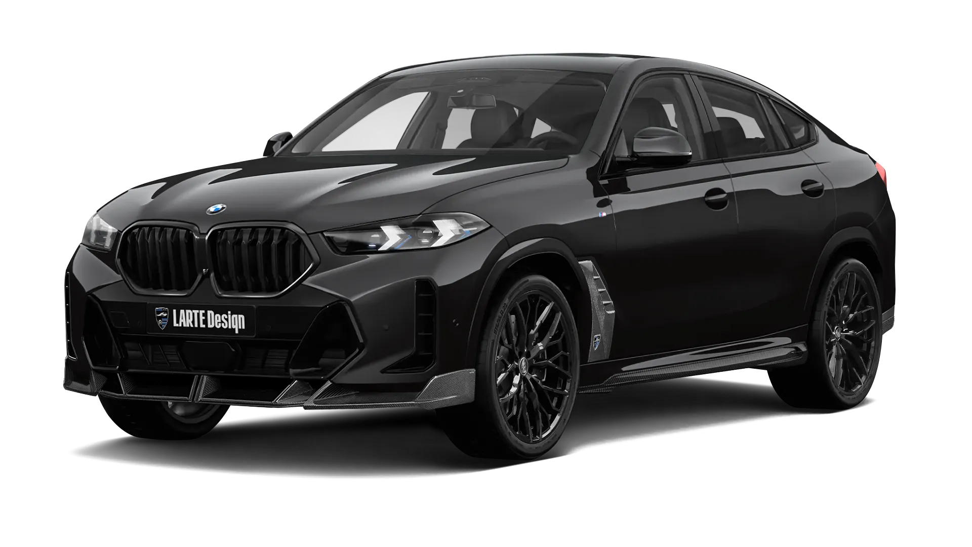 BMW X6 G06 LCI III Facelift mit Karbon-Karosserie-Kit: Frontansicht in Schwarz‑Saphir