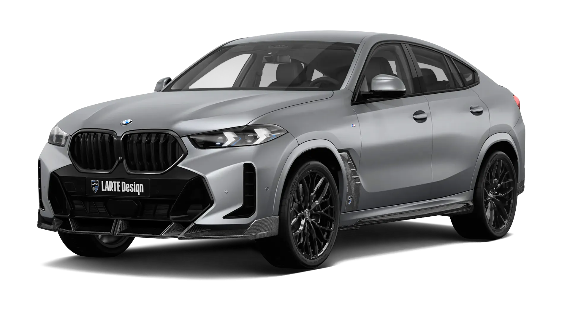BMW X6 G06 LCI III Facelift mit Karbon-Karosserie-Kit: Frontansicht in Frozen Grau