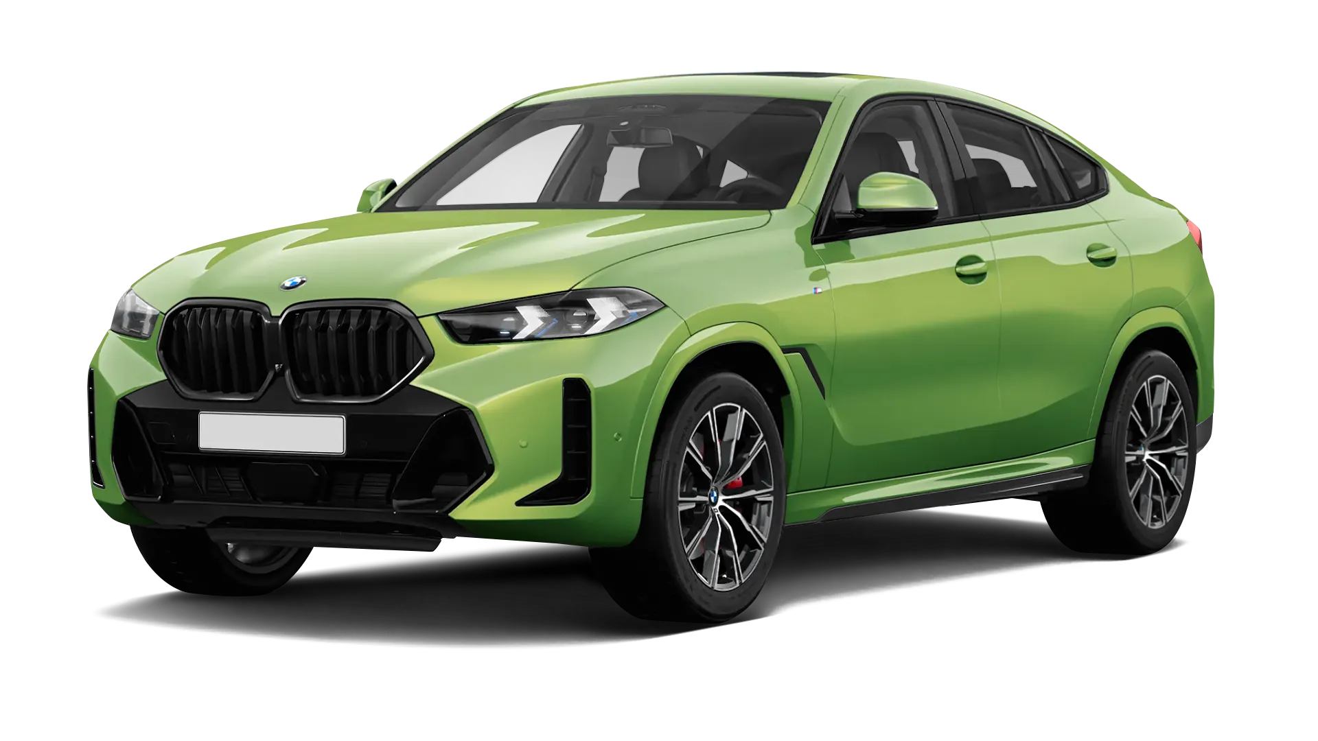 BMW X6 G06 LCI III Facelift serienmäßige Frontansicht in Java Grün Farbe
