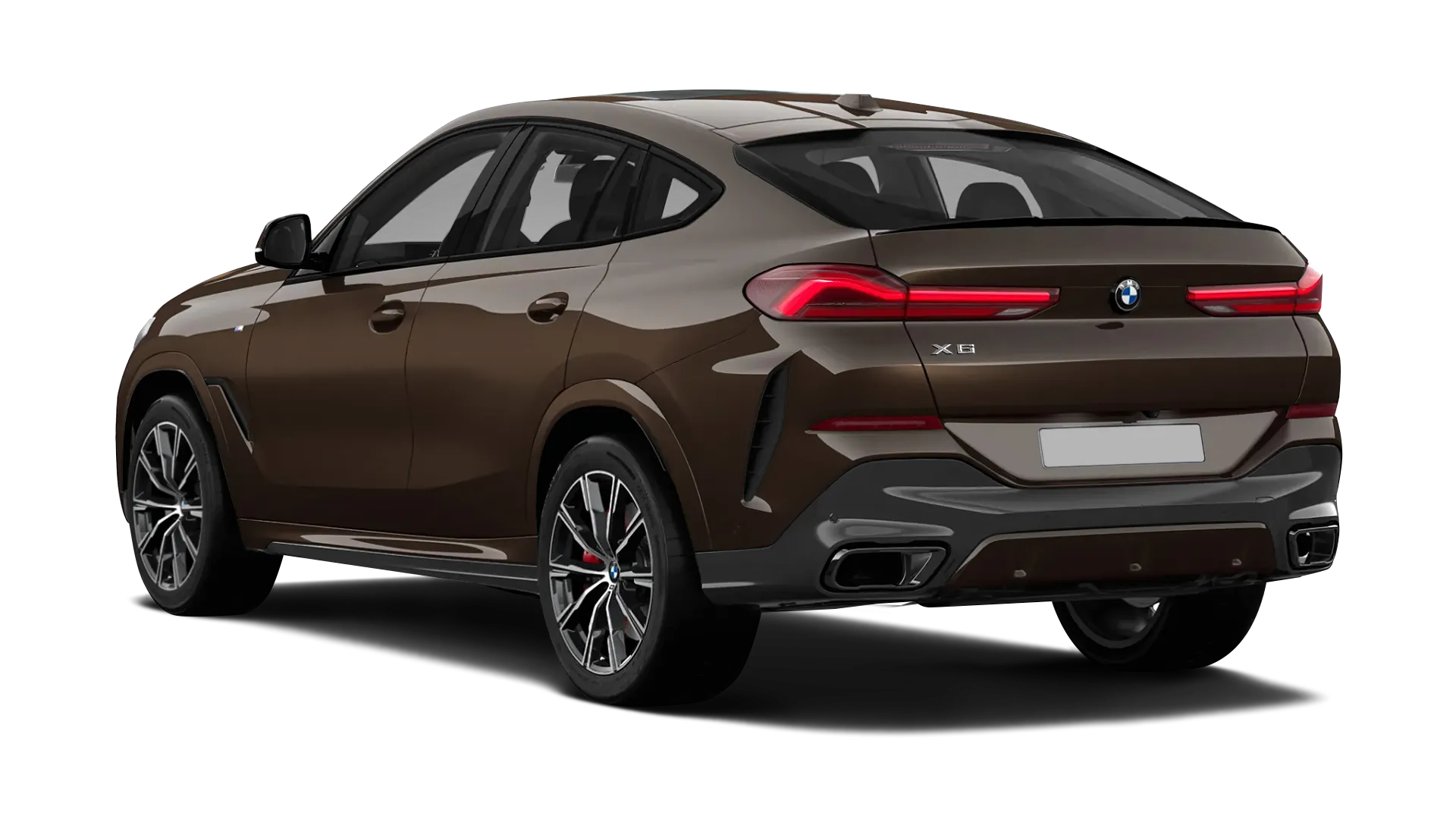BMW X6 G06 LCI III Facelift serienmäßige Rückansicht in Macadamia Farbe