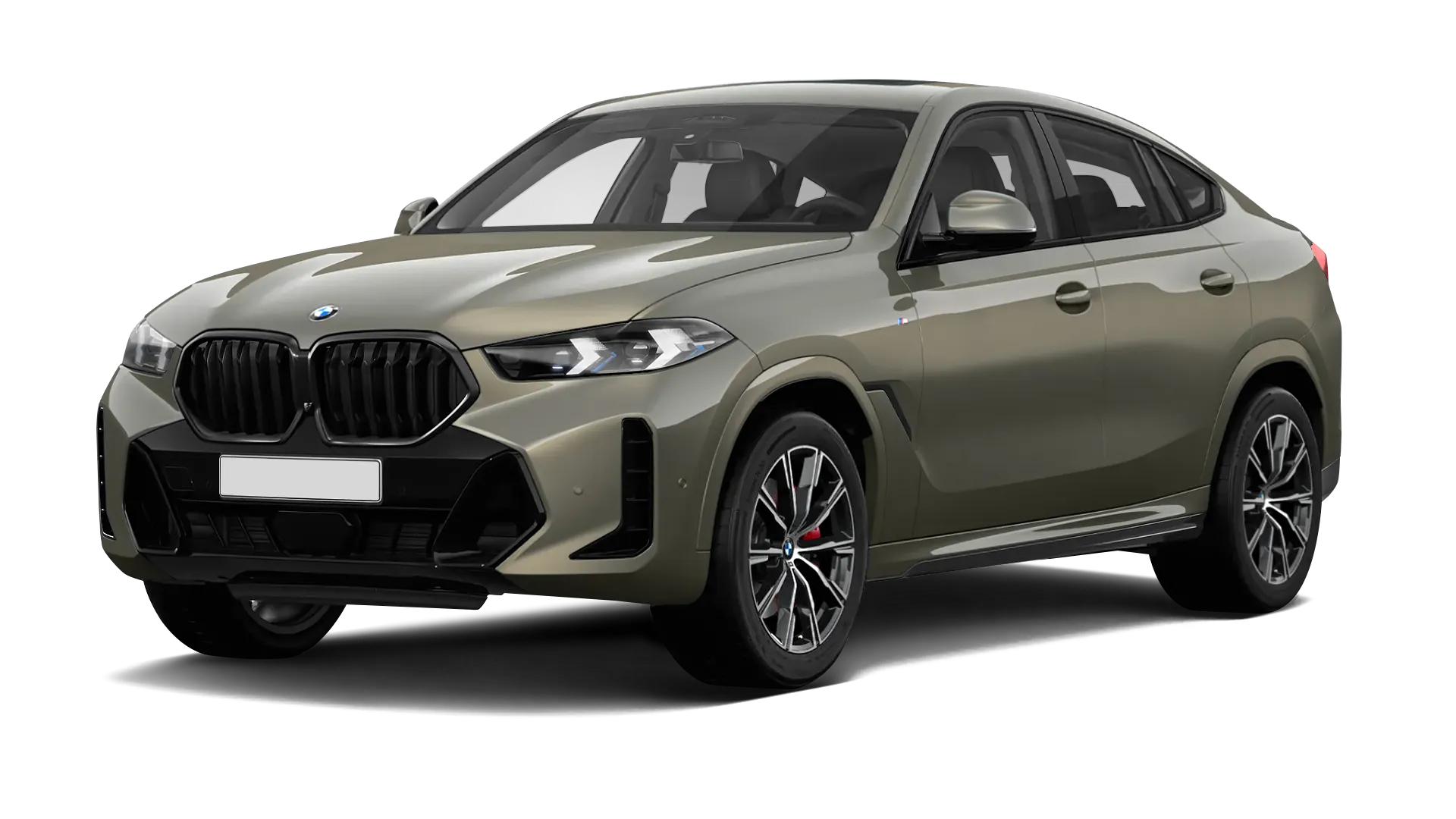 BMW X6 G06 LCI III Facelift serienmäßige Frontansicht in Manhattan Grün Farbe