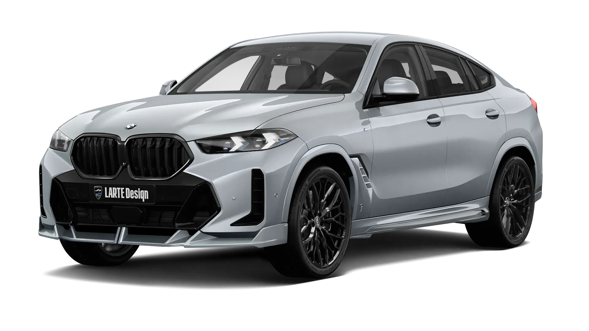BMW X6 G06 LCI III Facelift mit lackiertem Karosserie-Kit: Frontansicht in Skyscraper Grau