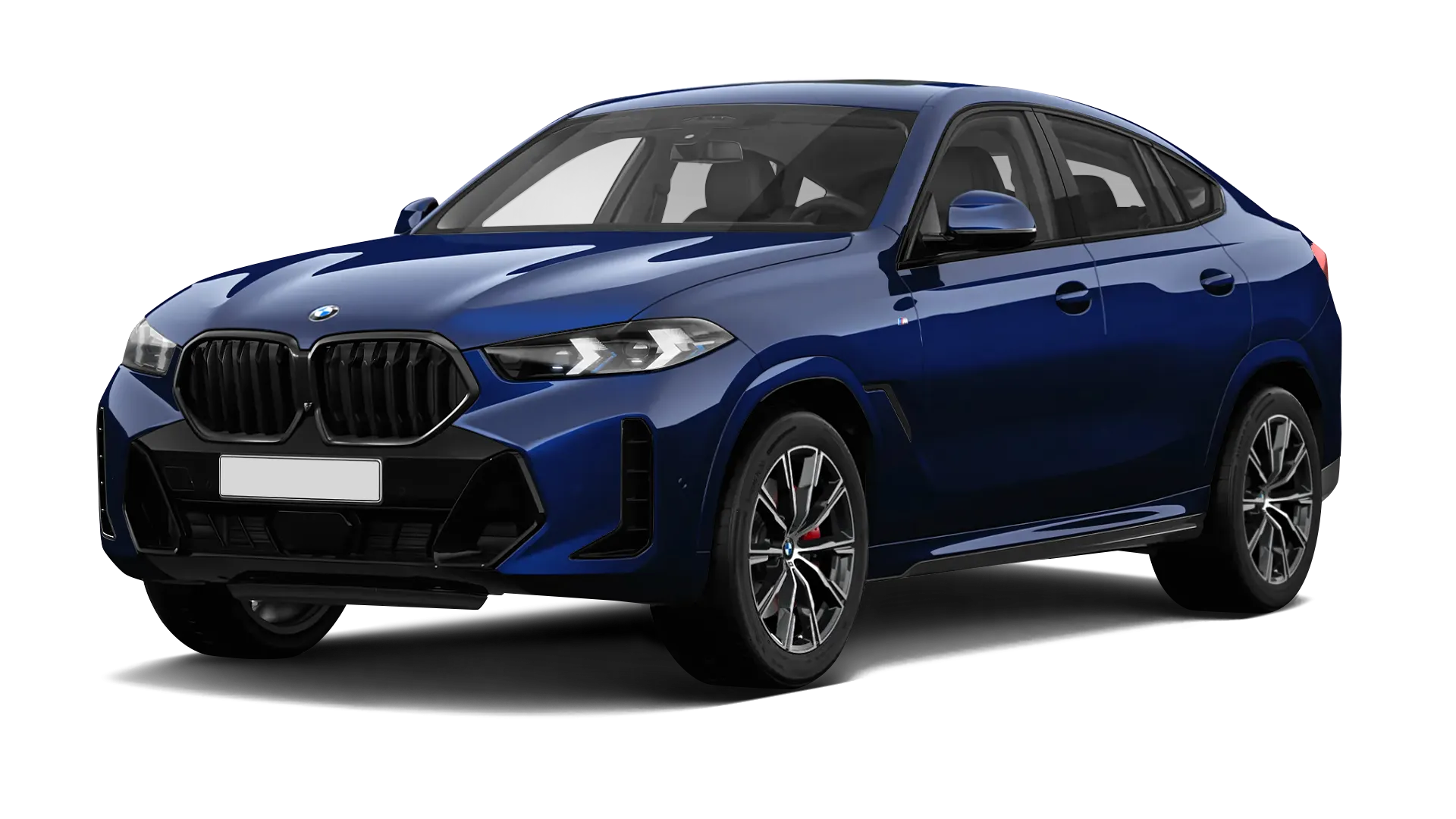 BMW X6 G06 LCI III Facelift serienmäßige Frontansicht in Tanzanit Blau Farbe
