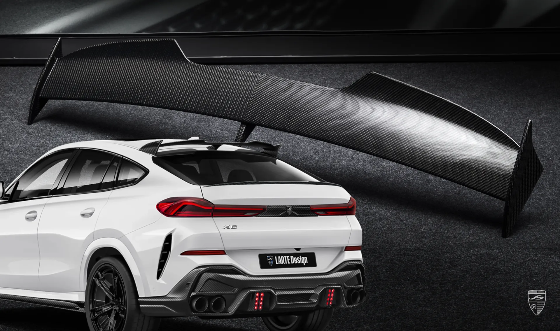 Roof spoiler upgrade for the family car BMW X6 G06 LCI III Facelift from LARTE Design