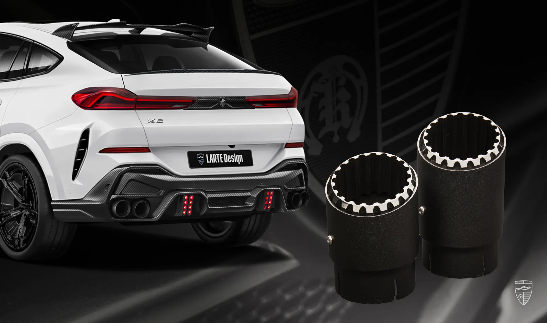 Tailpipe tips upgrade for your SUV BMW X6 G06 LCI III Facelift from LARTE Design