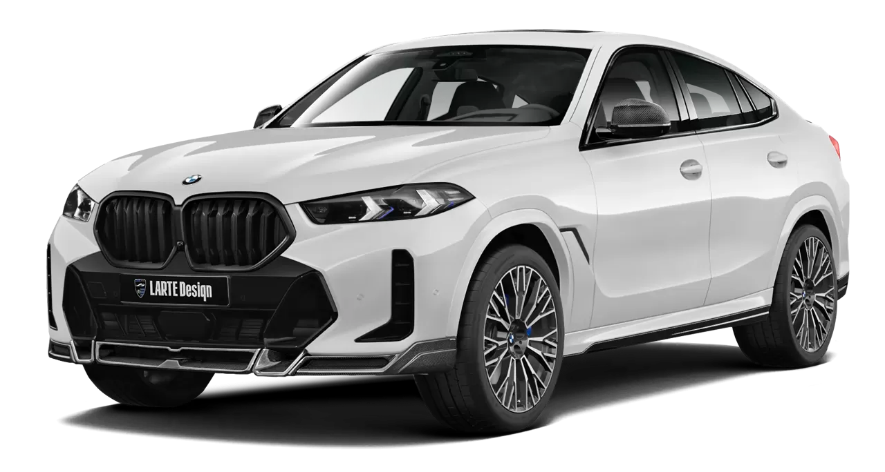 White BMW X6 G06 LCI with Larte Design carbon fiber body kit