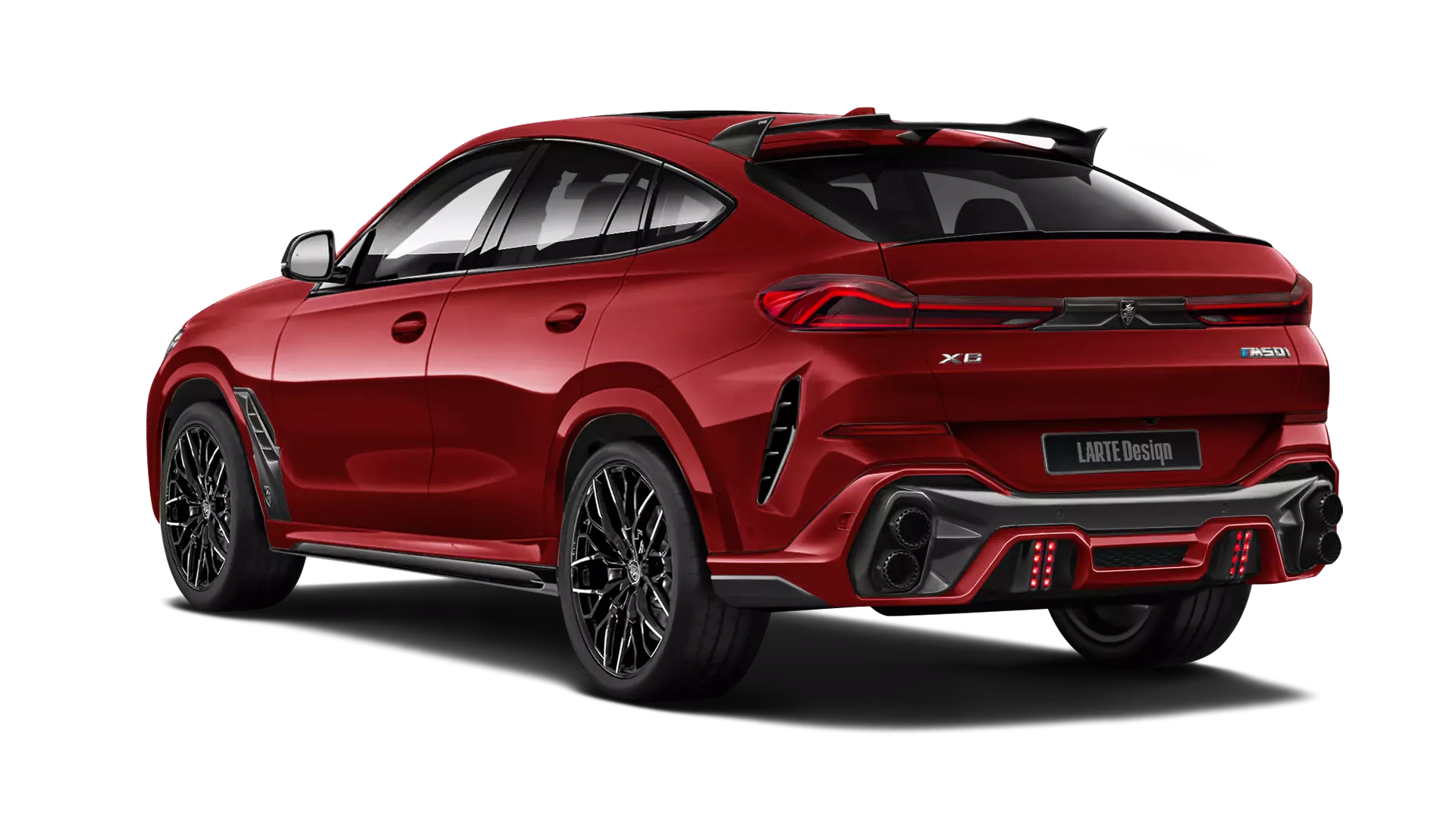 BMW X6 with painted body kit: rear view shown in flamenco red