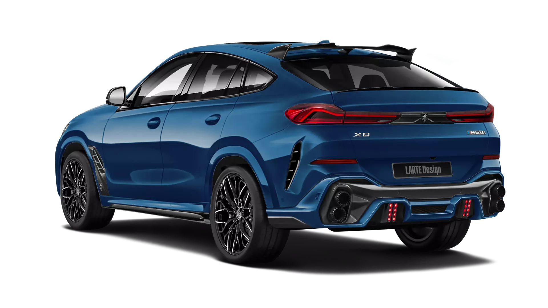BMW X6 with painted body kit: rear view shown in phytonic blue