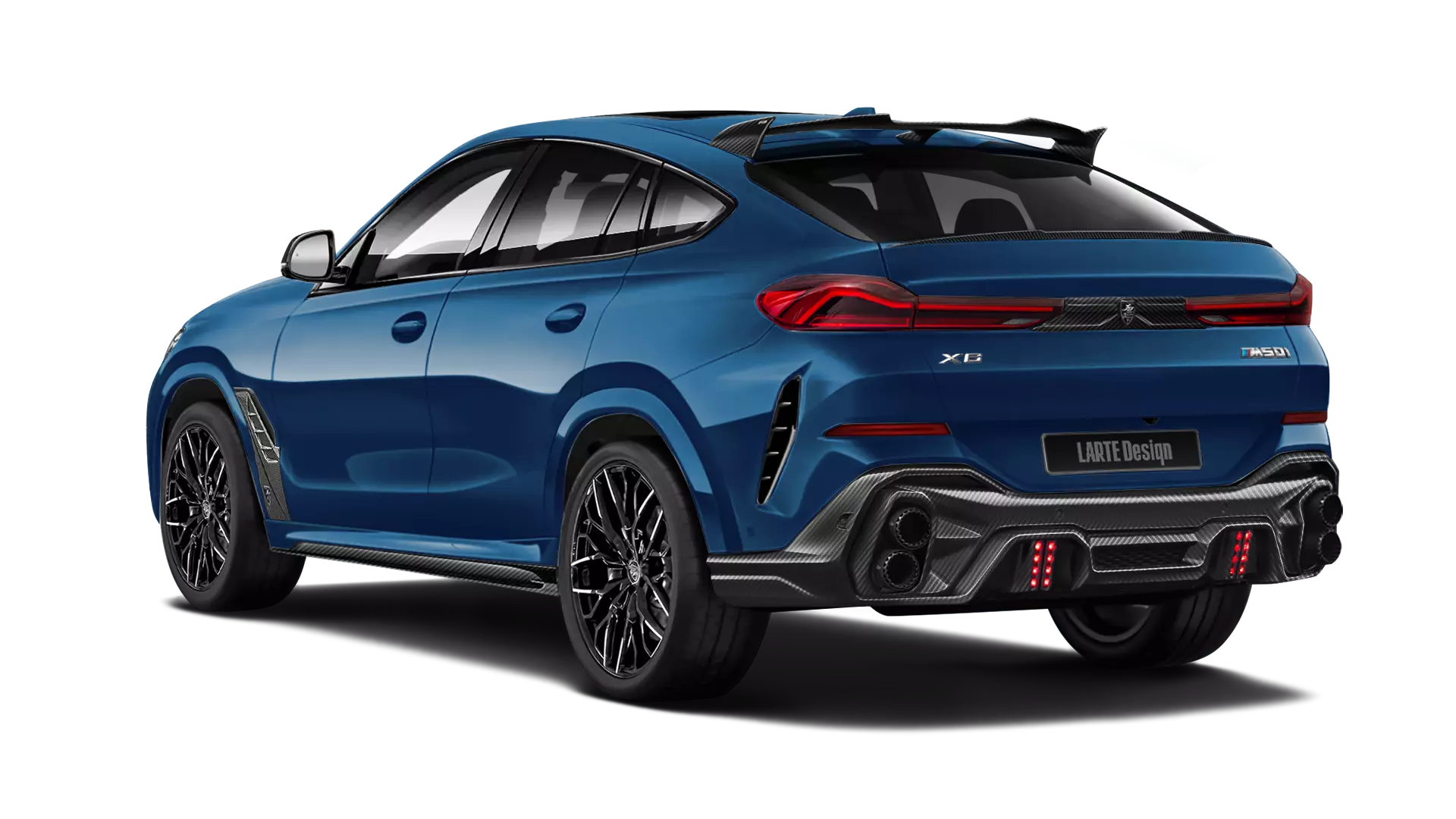 BMW X6 with carbon body kit: rear view shown in phytonic blue