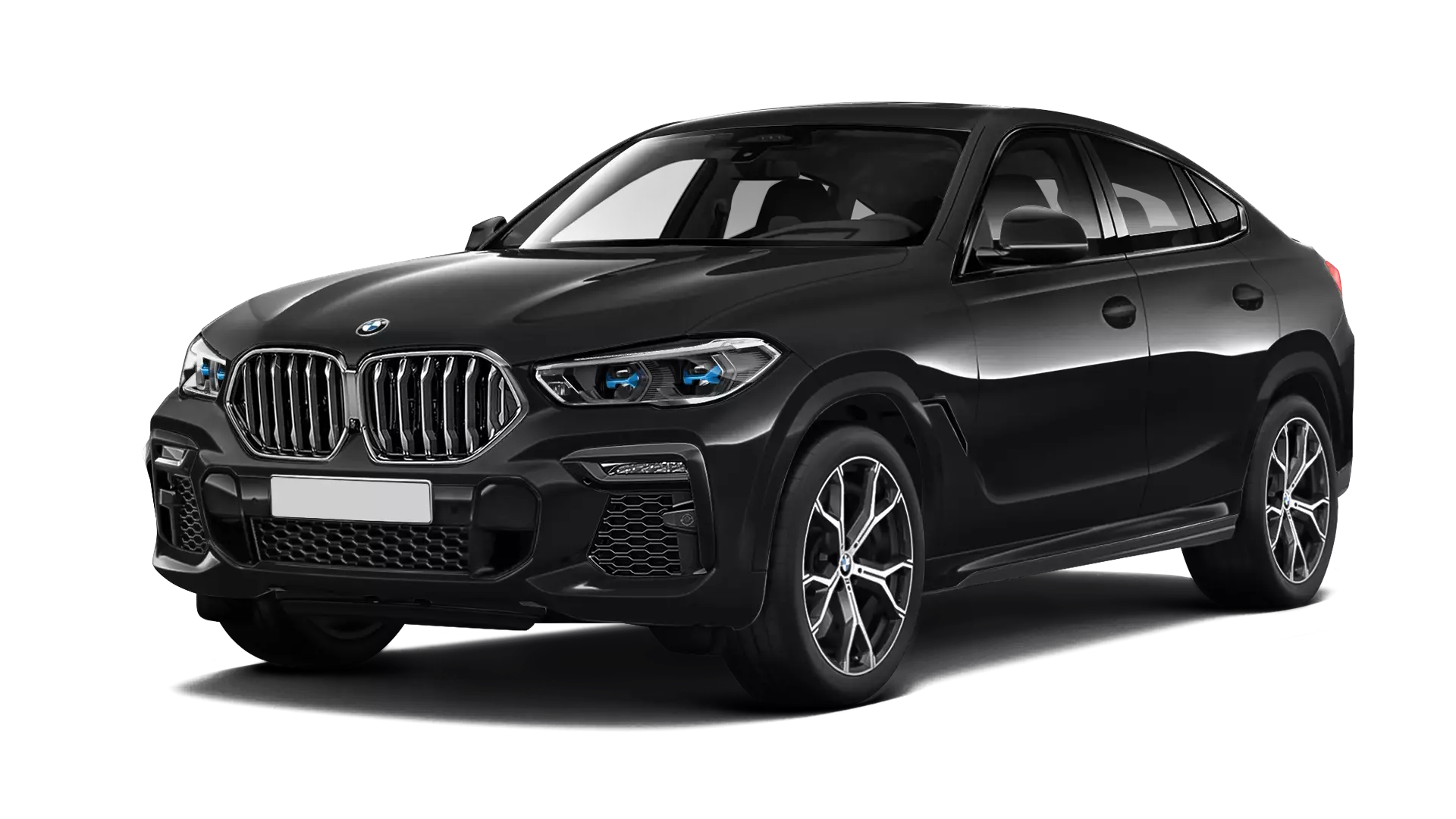 BMW X6 G06 stock front view in Black Sapphire color