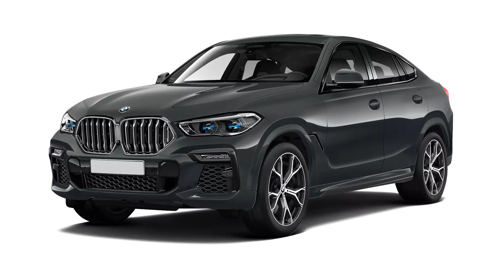 BMW X6 G06 stock front view in Dravit Grey color