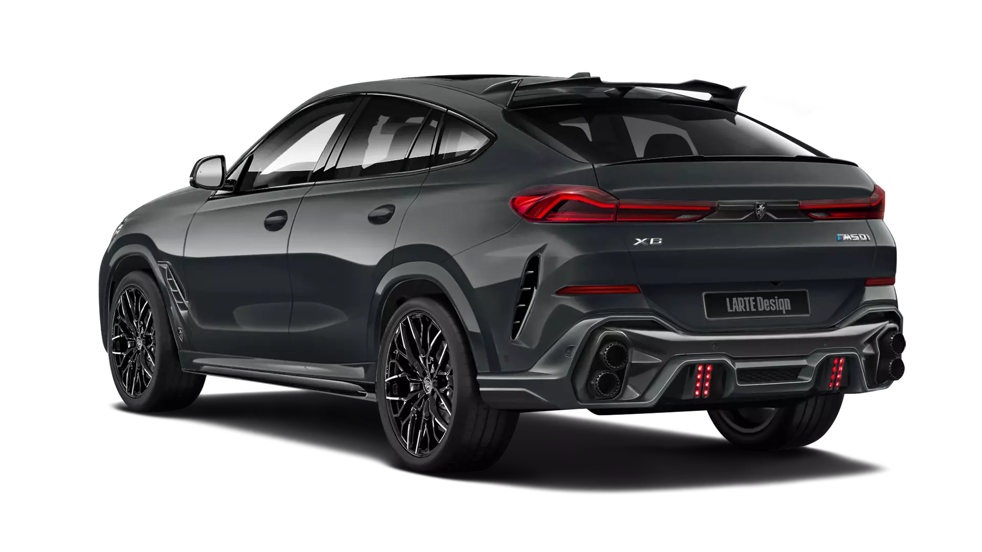 BMW X6 G06 with painted body kit: rear view shown in Dravit Grey