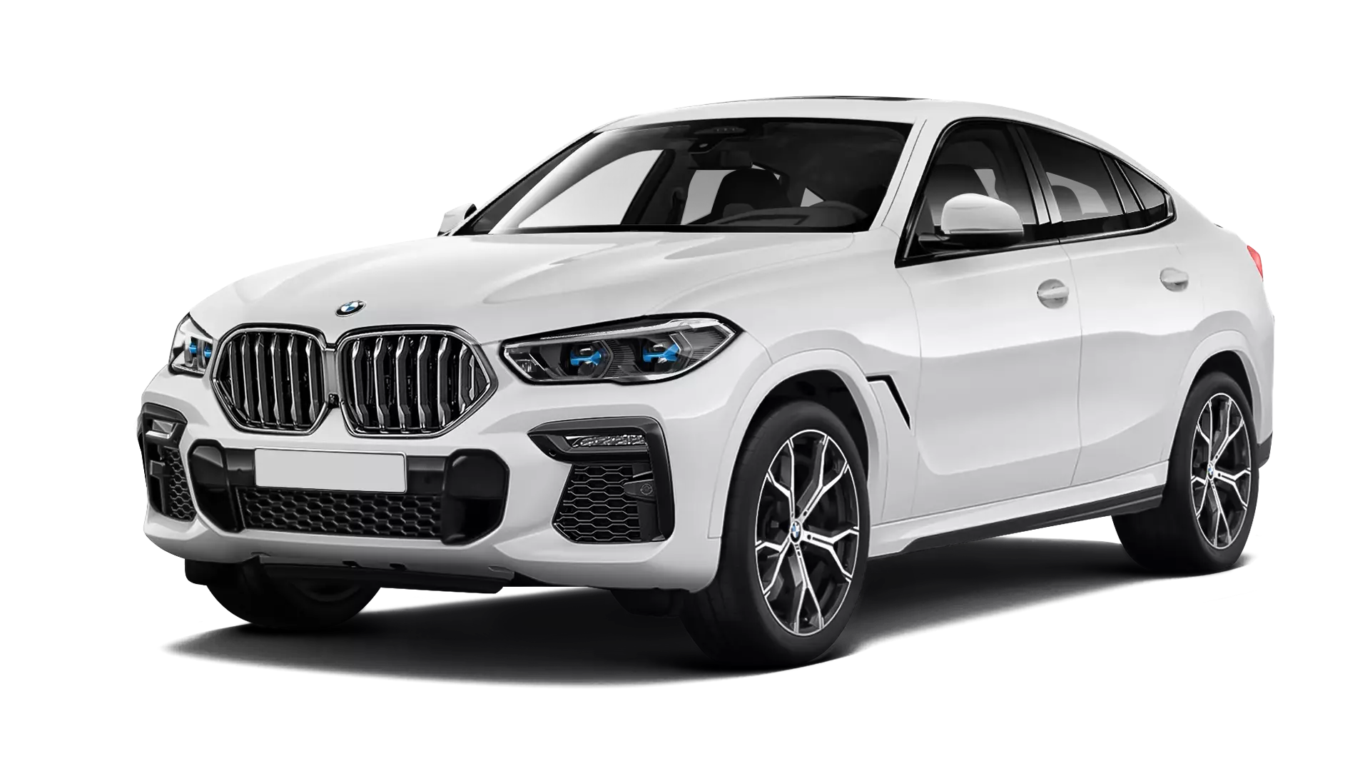 BMW X6 G06 stock front view in Snow White color