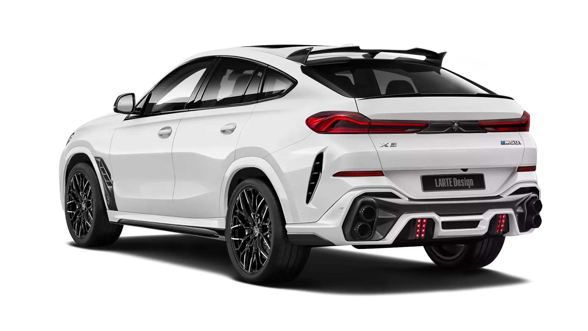 BMW X6 G06 with painted body kit: rear view shown in Snow White