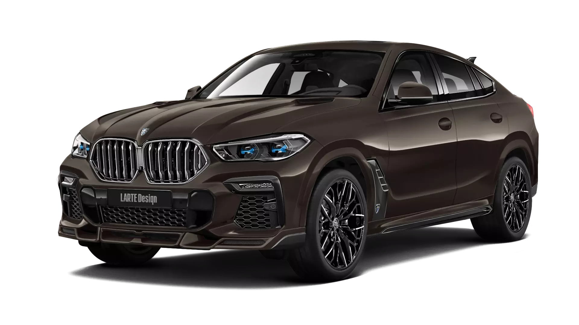 BMW X6 G06 with painted body kit: front view shown in Sparkling Brown