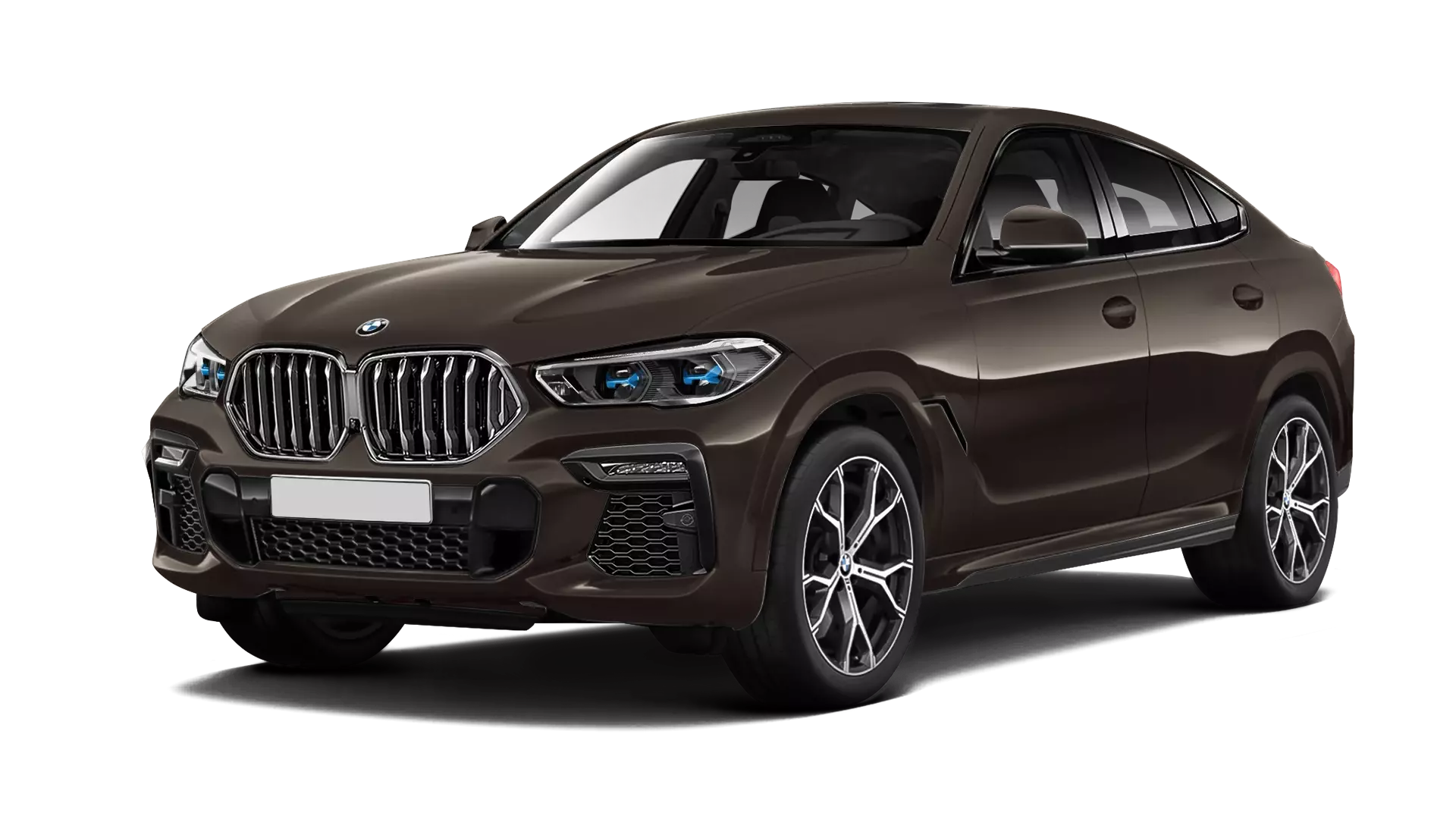 BMW X6 G06 stock front view in Sparkling Brown color